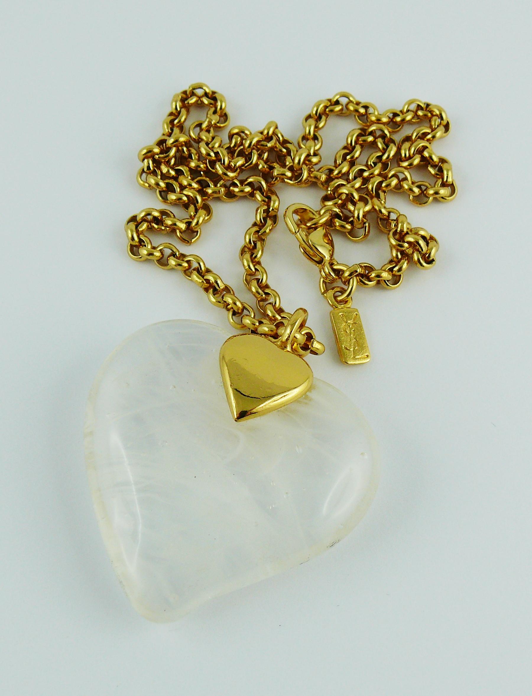 Yves Saint Laurent YSL Vintage Glass Heart Pendant Necklace In Excellent Condition In Nice, FR