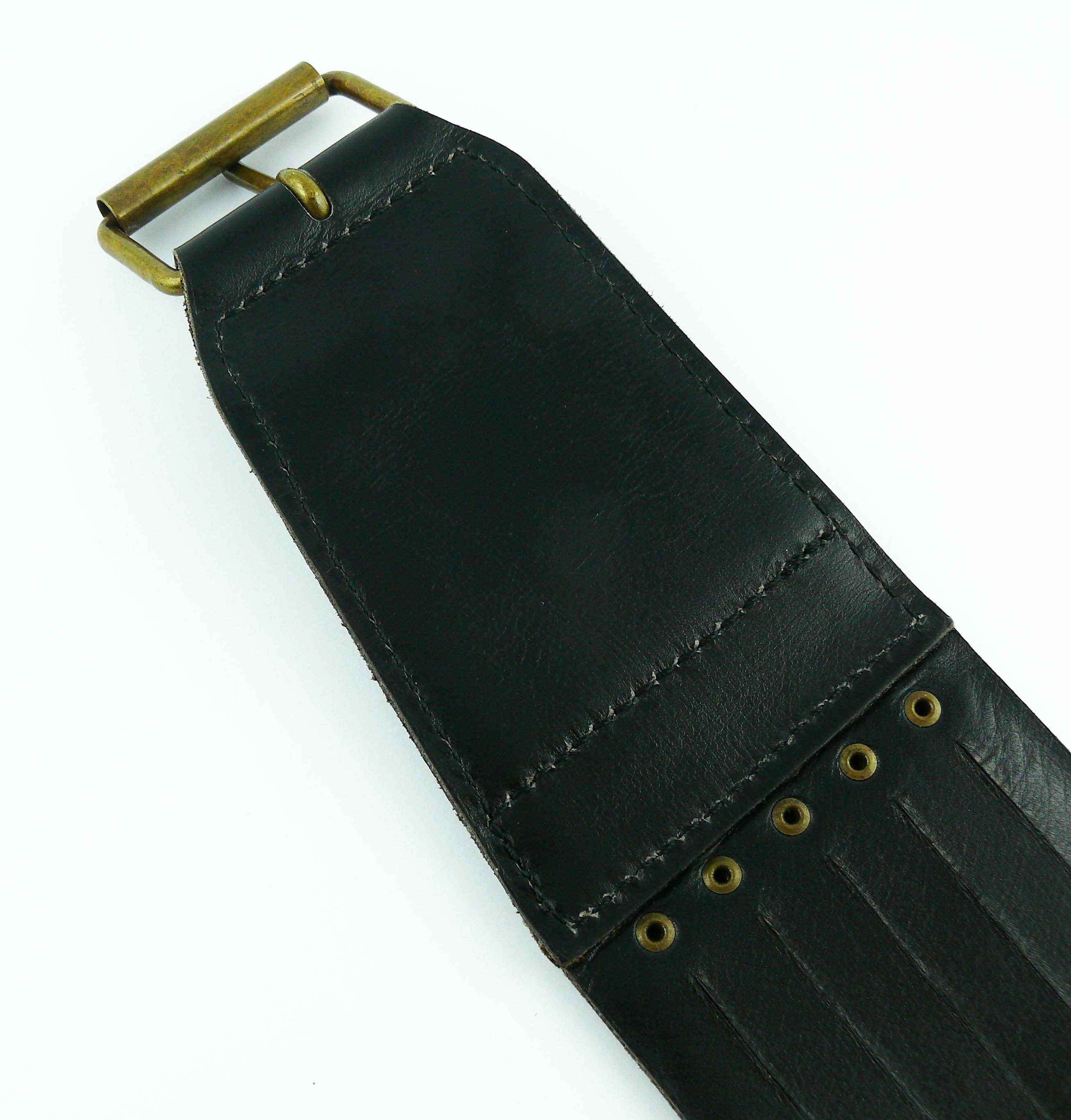 Alaia Vintage Black Leather Corset Belt For Sale 7