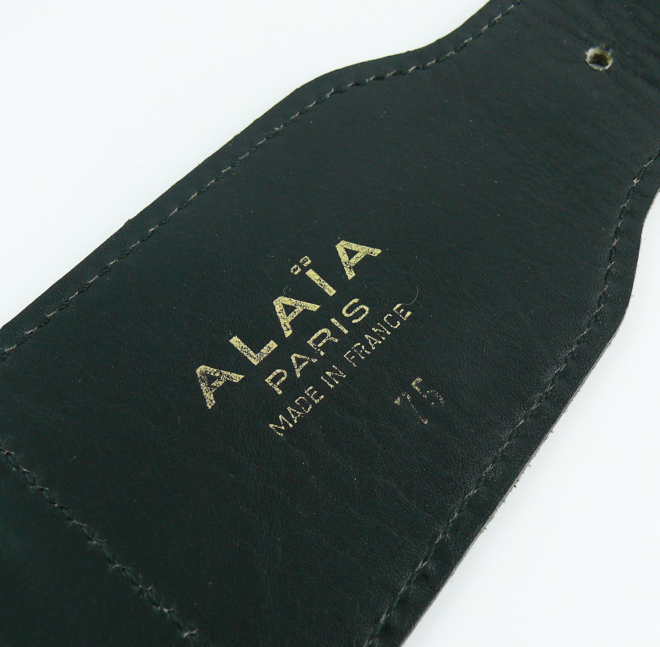 Alaia Vintage Black Leather Corset Belt For Sale 8