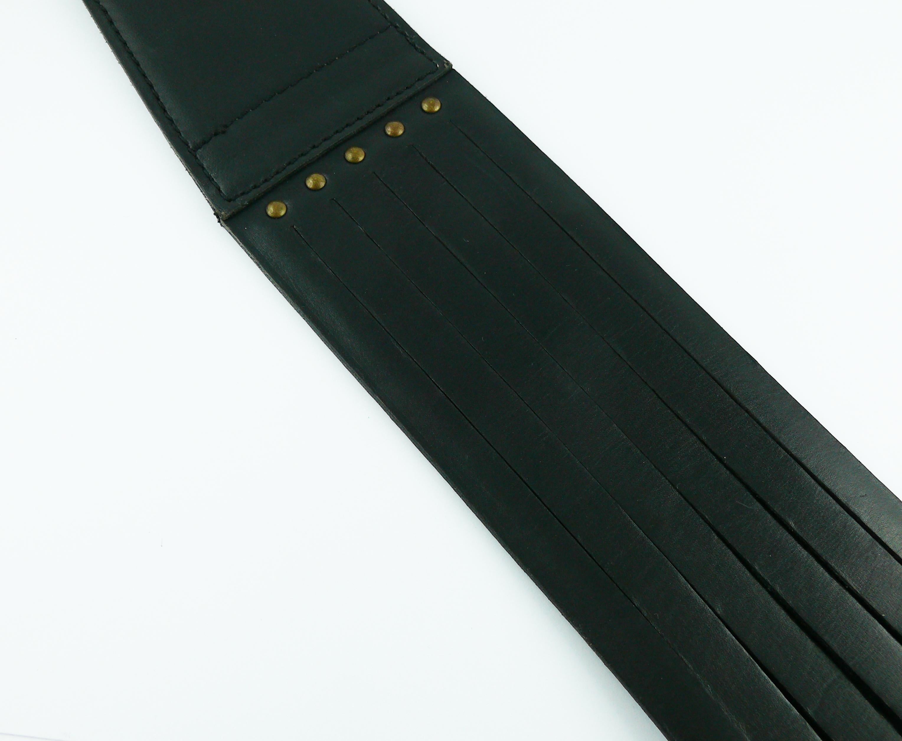 Alaia Vintage Black Leather Corset Belt For Sale 3