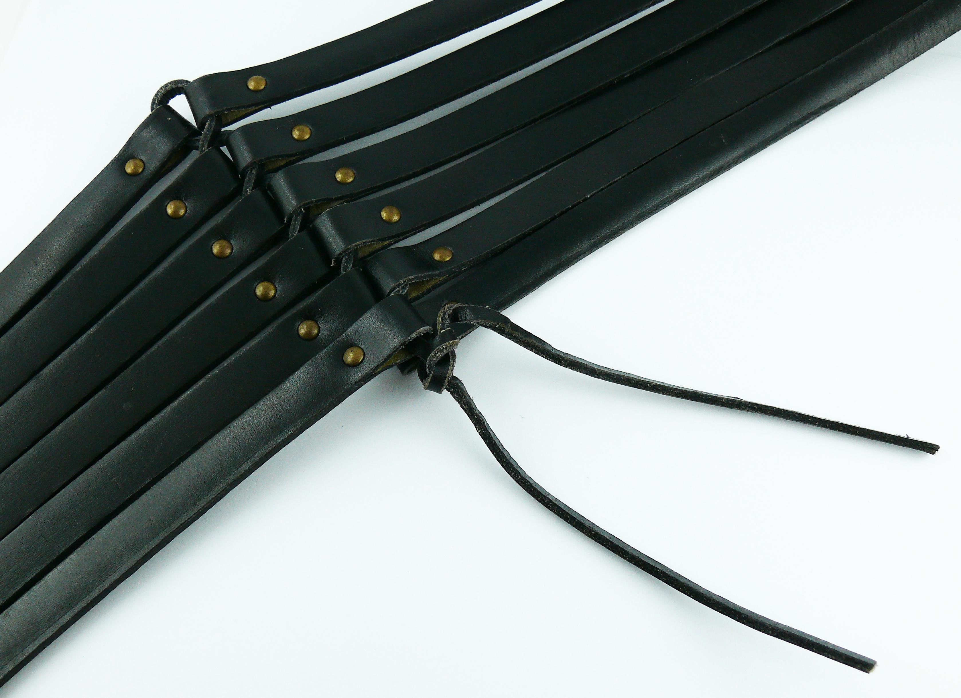 Alaia Vintage Black Leather Corset Belt For Sale 1