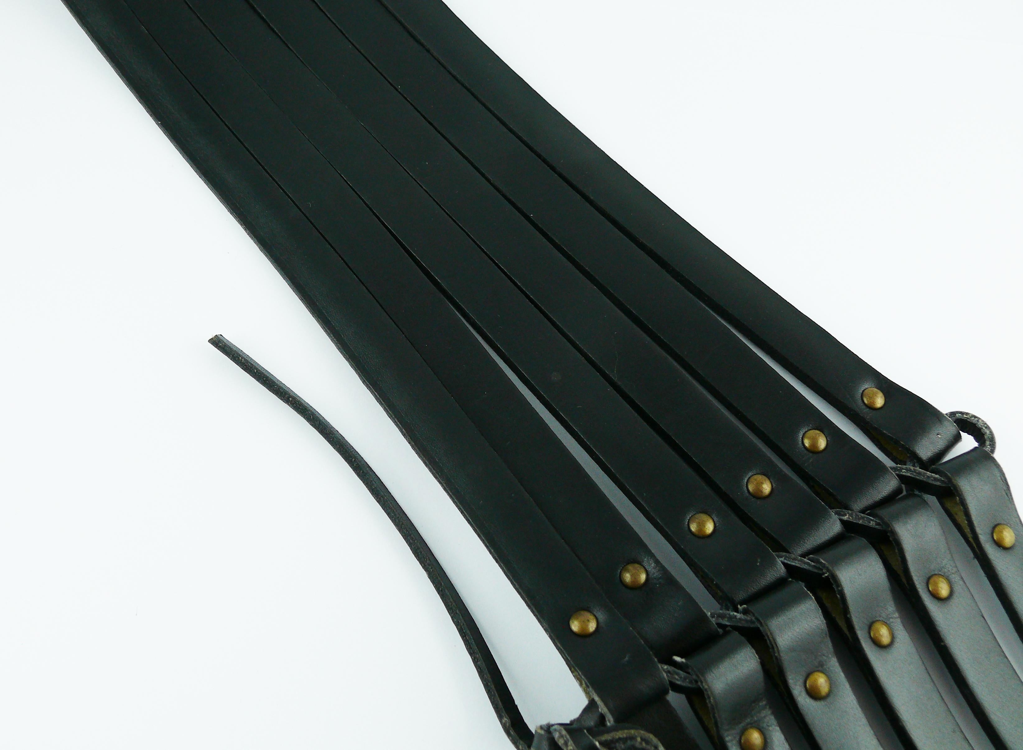 Alaia Vintage Black Leather Corset Belt For Sale 2