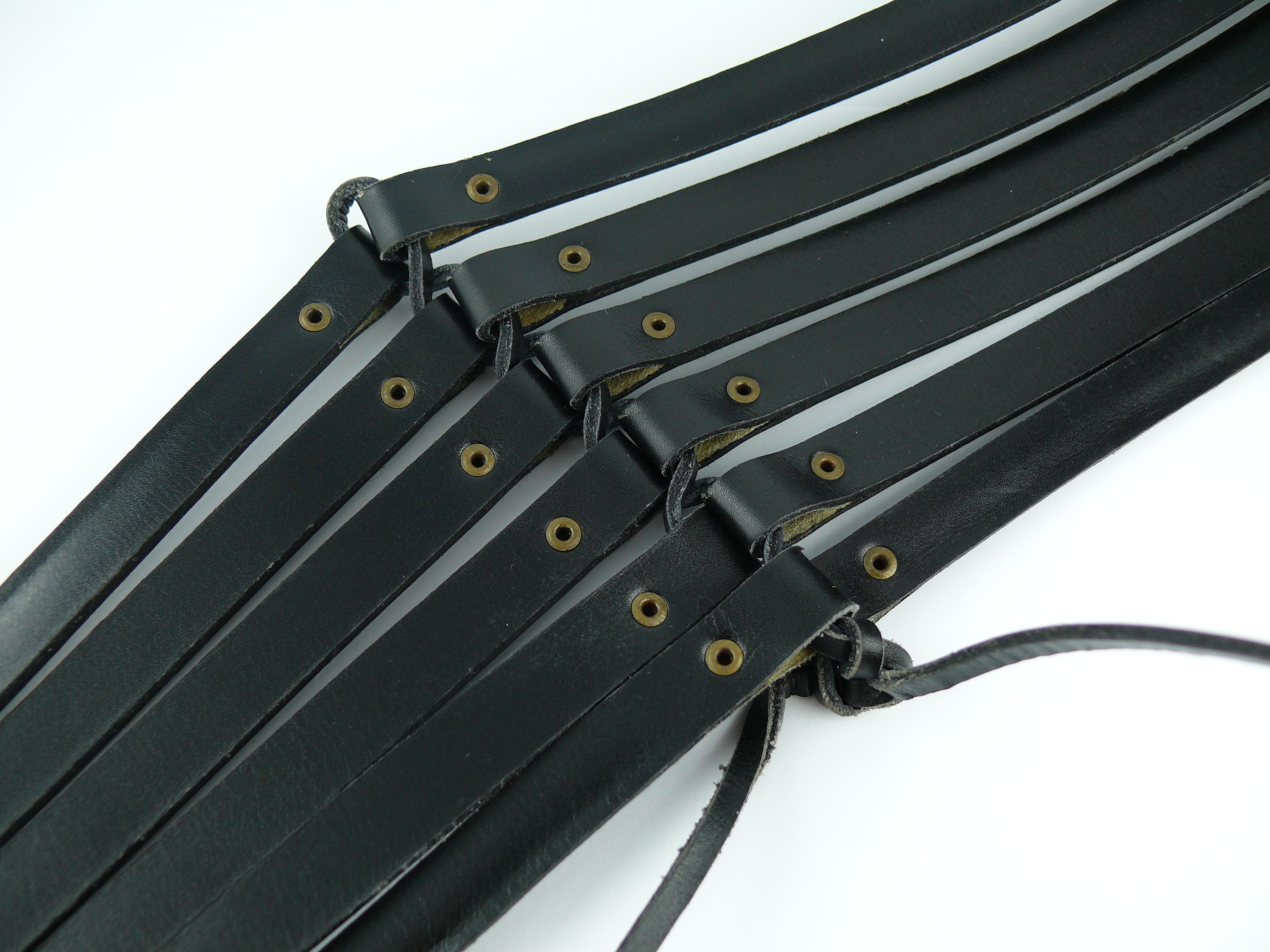 Alaia Vintage Black Leather Corset Belt For Sale 6