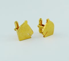 Hermès Boutons de manchette vintage en forme d'équitation en or
