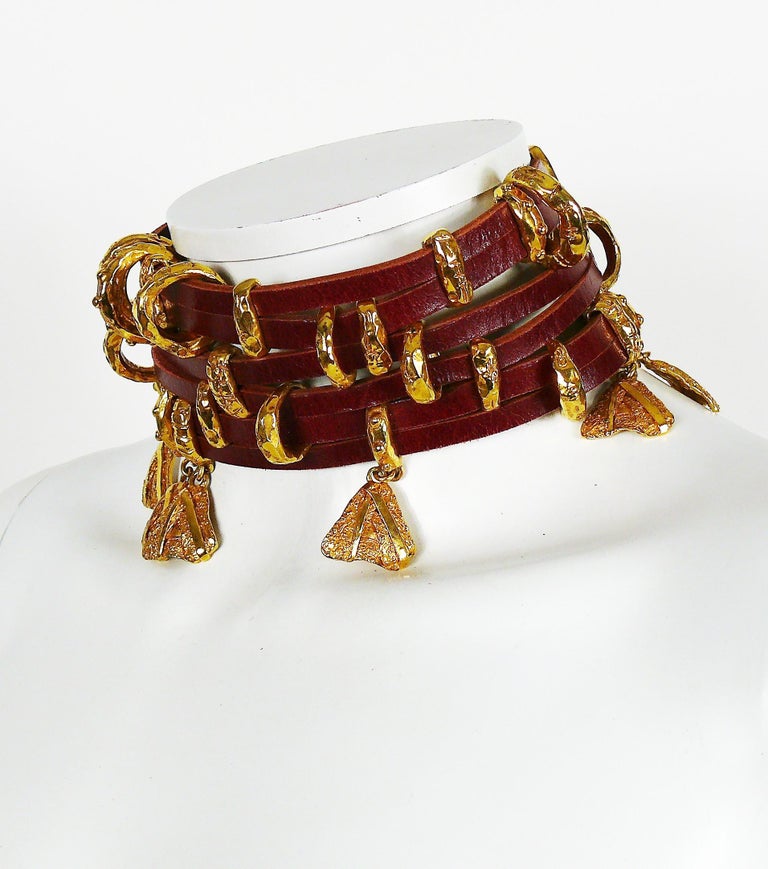 Christian Lacroix Vintage Leather Choker Necklace at 1stDibs