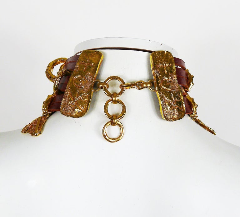Christian Lacroix Vintage Leather Choker Necklace at 1stDibs