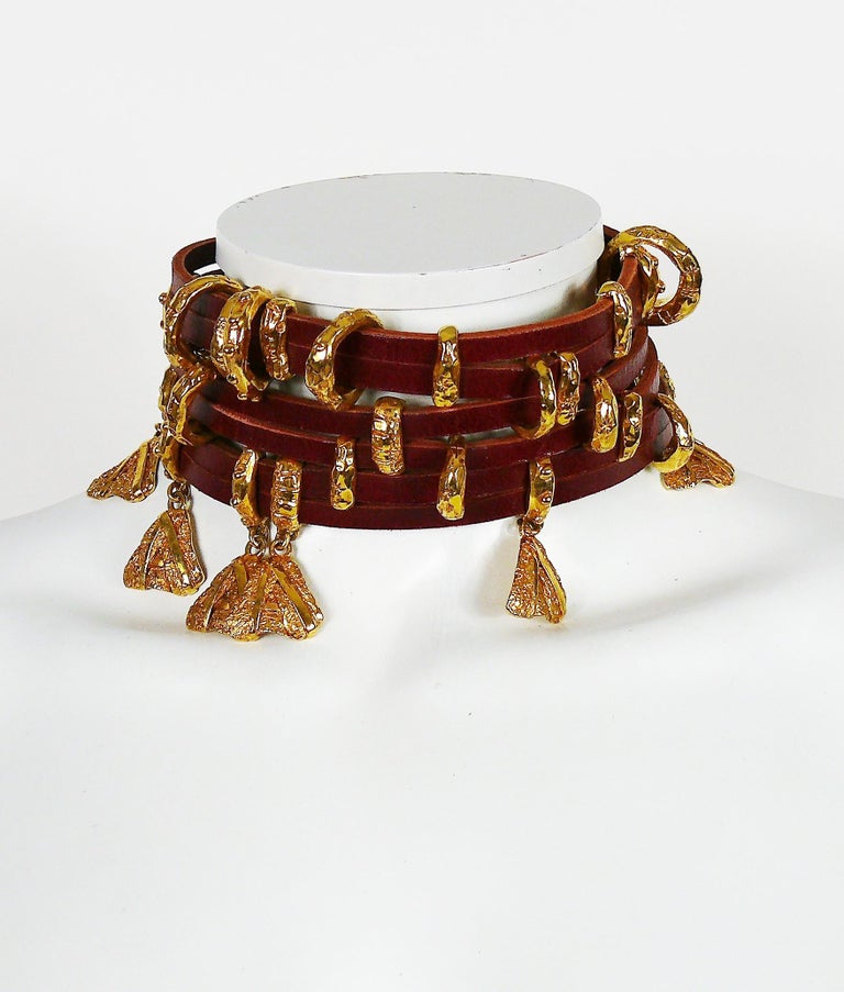 Christian Lacroix Vintage Leather Choker Necklace at 1stDibs