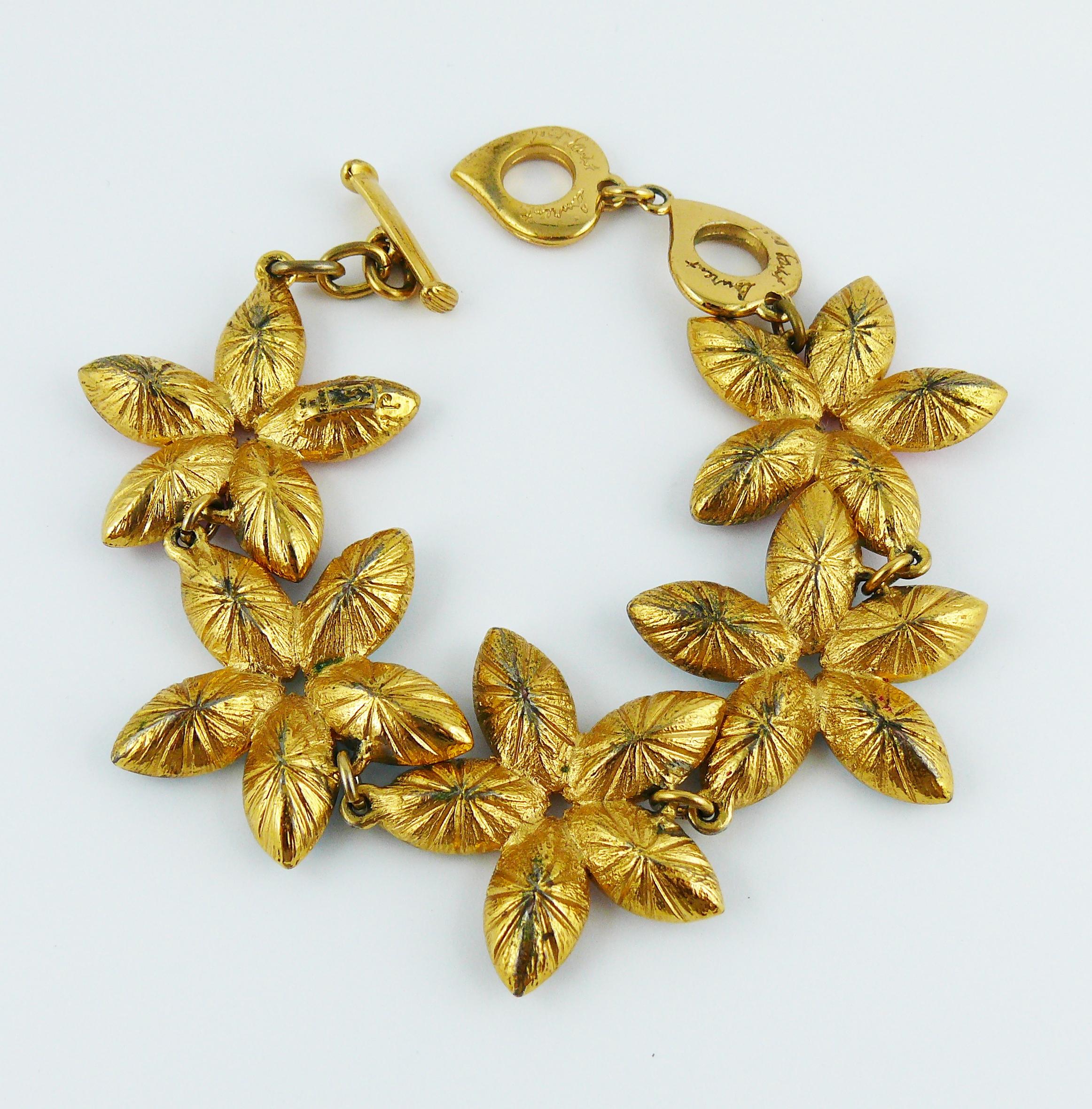 Women's Yves Saint Laurent YSL Vintage Jewelled Floral Link Bracelet