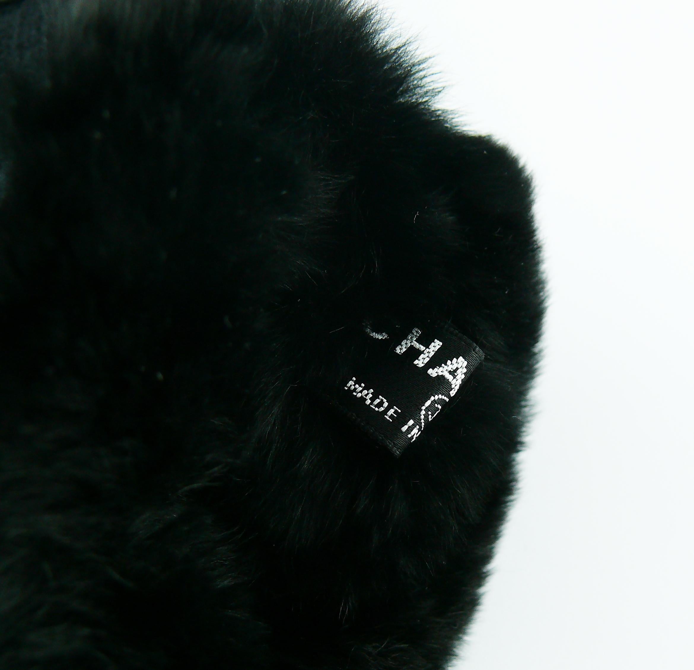 Chanel black lambskin and wool Fingerless Gloves  4