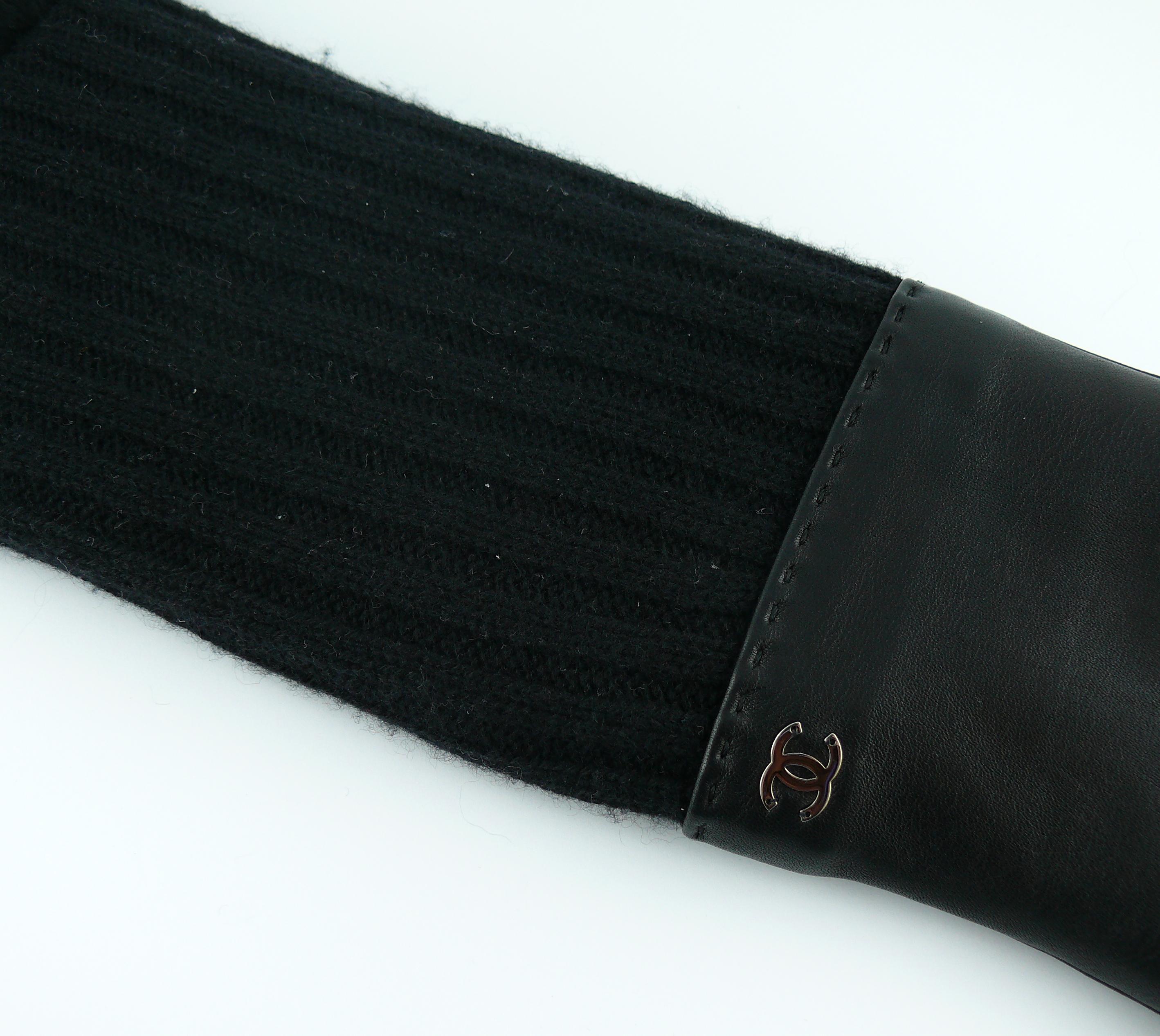 Black Chanel black lambskin and wool Fingerless Gloves 