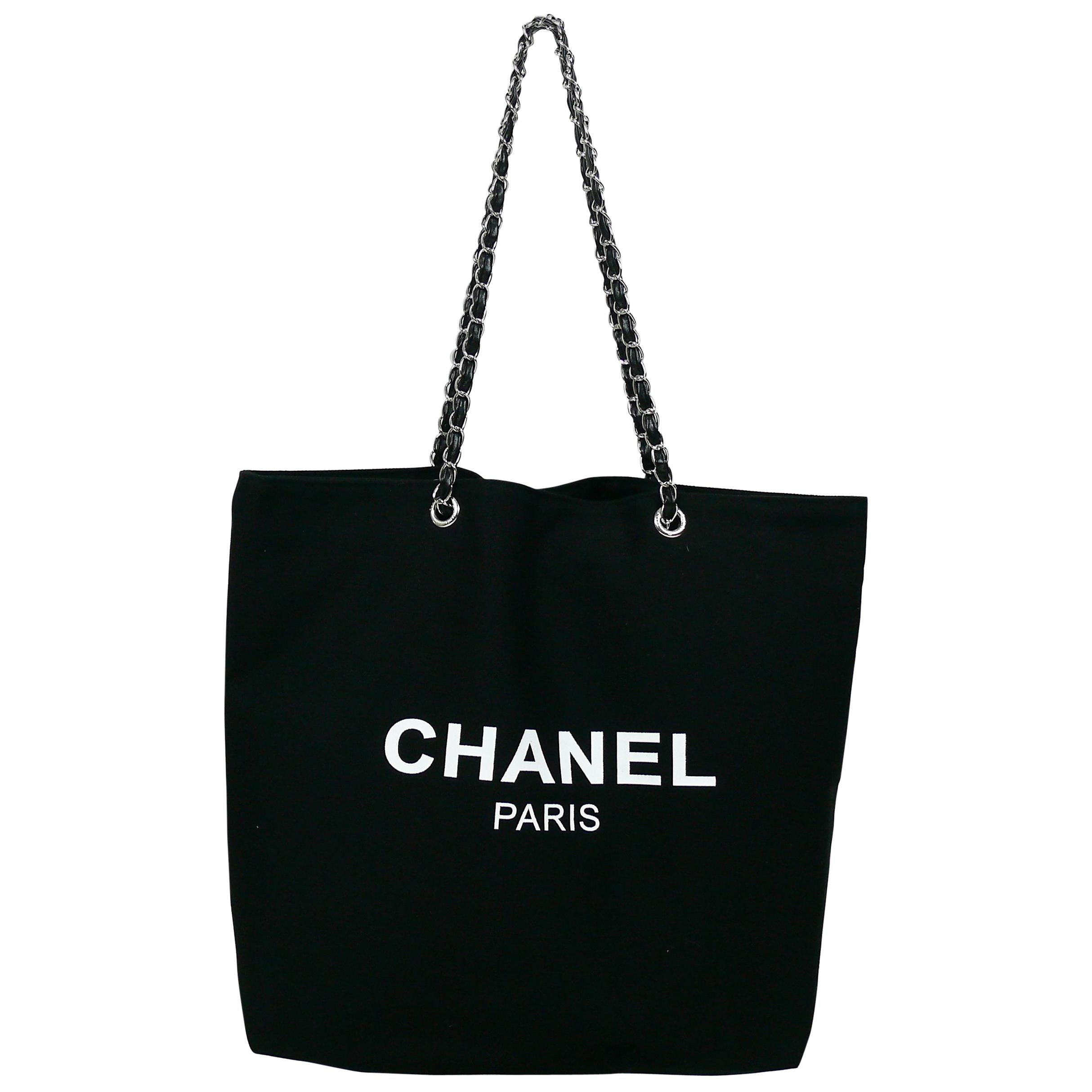 Chanel Black Canvas Tote Shopping Promotional Gift Bag at 1stDibs