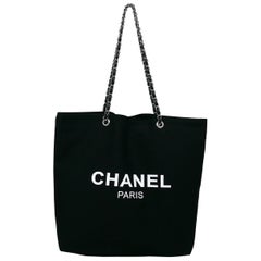 Chanel Black Canvas Tote Shopping Promotional Gift Bag at 1stDibs ...