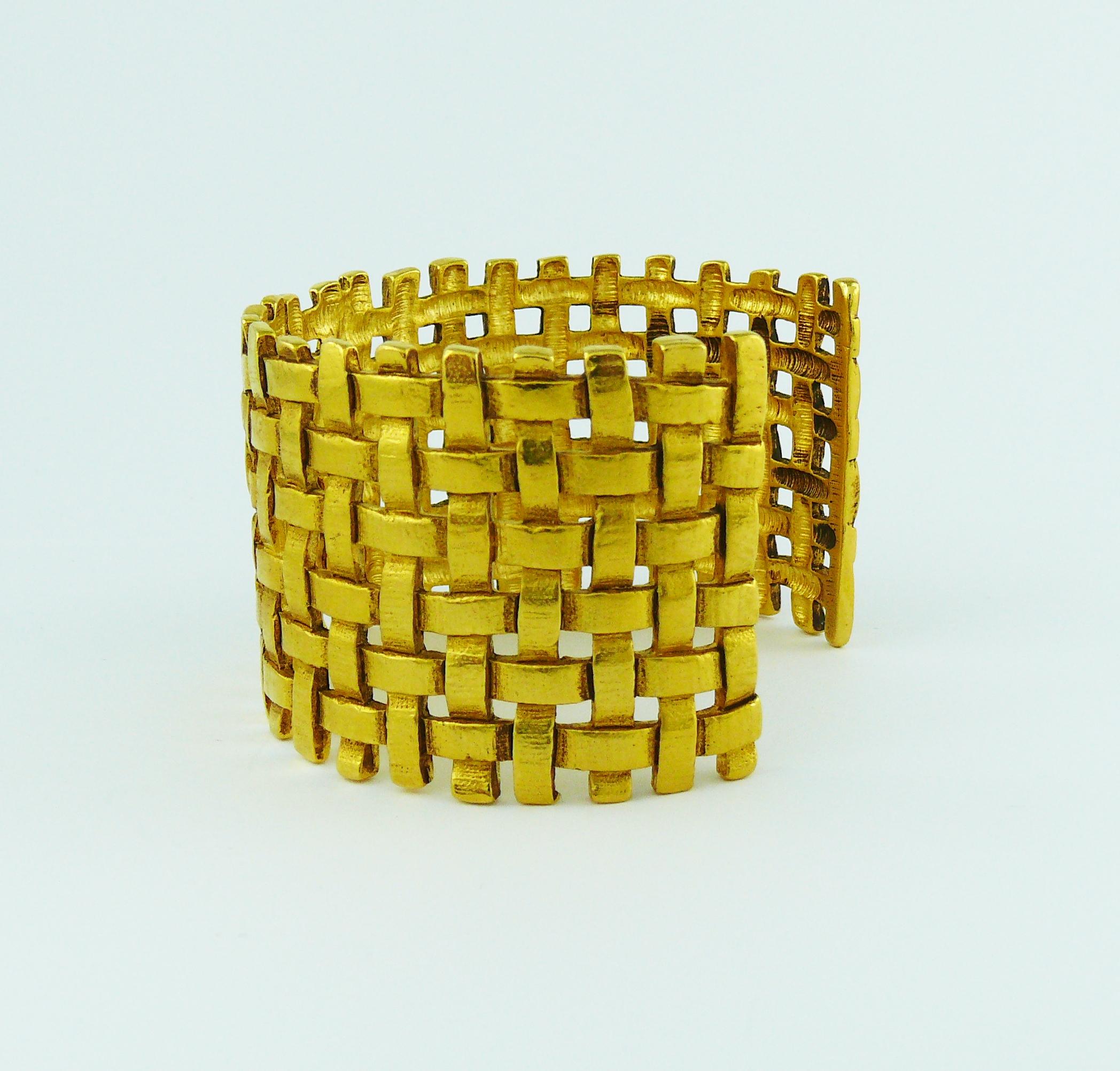 Yves Saint Laurent YSL Vintage Gold Toned Woven Cuff Bracelet 1