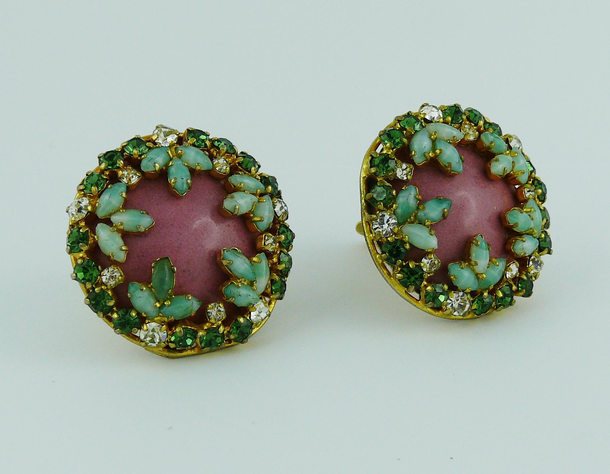 Christian Dior Vintage Jewelled Clip-On Earrings 1960s In Fair Condition In Nice, FR
