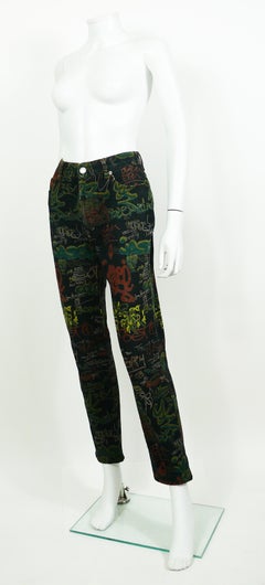 Jean Paul Gaultier Vintage Graffiti Print Hose Hose US Größe 30