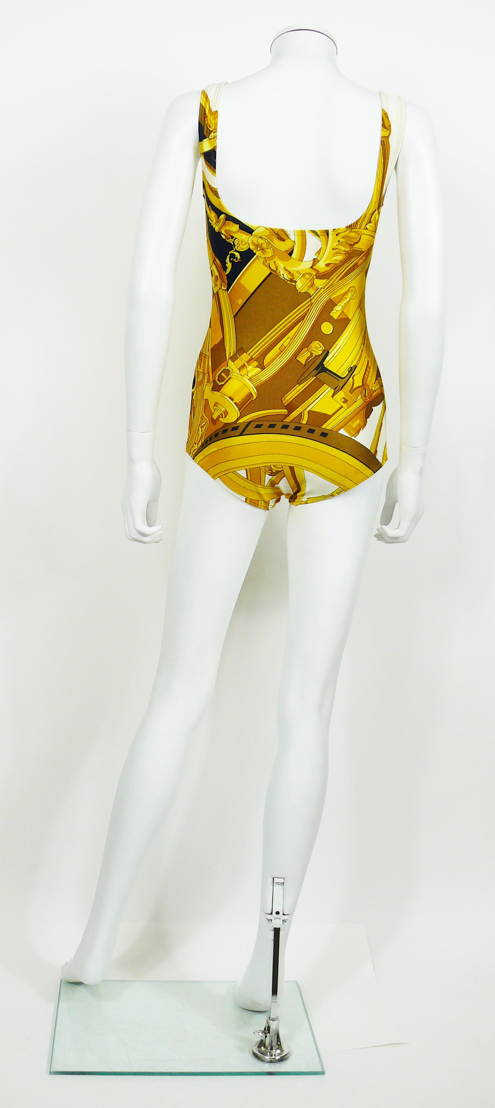 Yellow Hermes Vintage One Piece Swimsuit Size 40