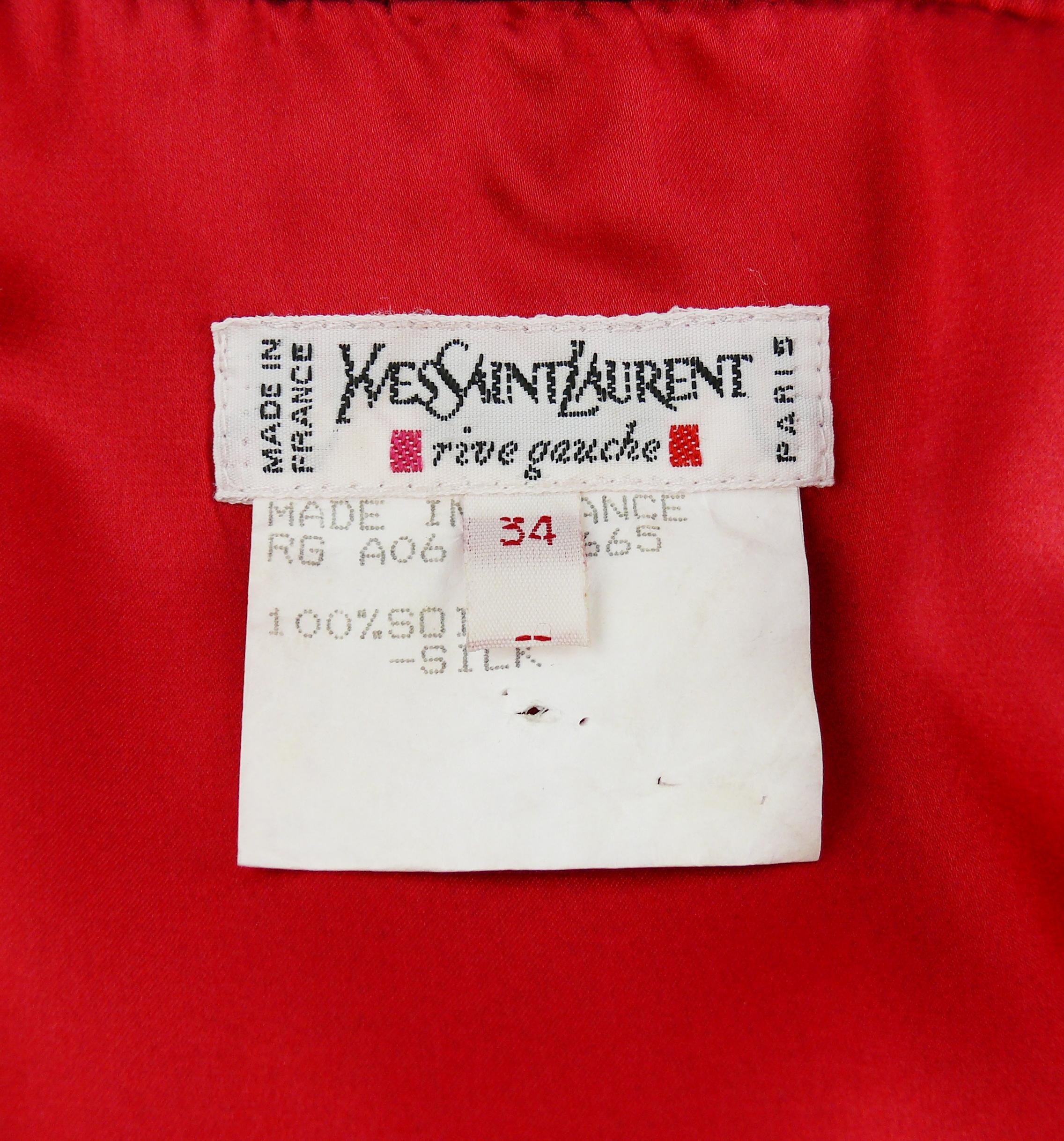Yves Saint Laurent YSL Rive Gauche Vintage Red Silk Wrap Style Dress For Sale 4