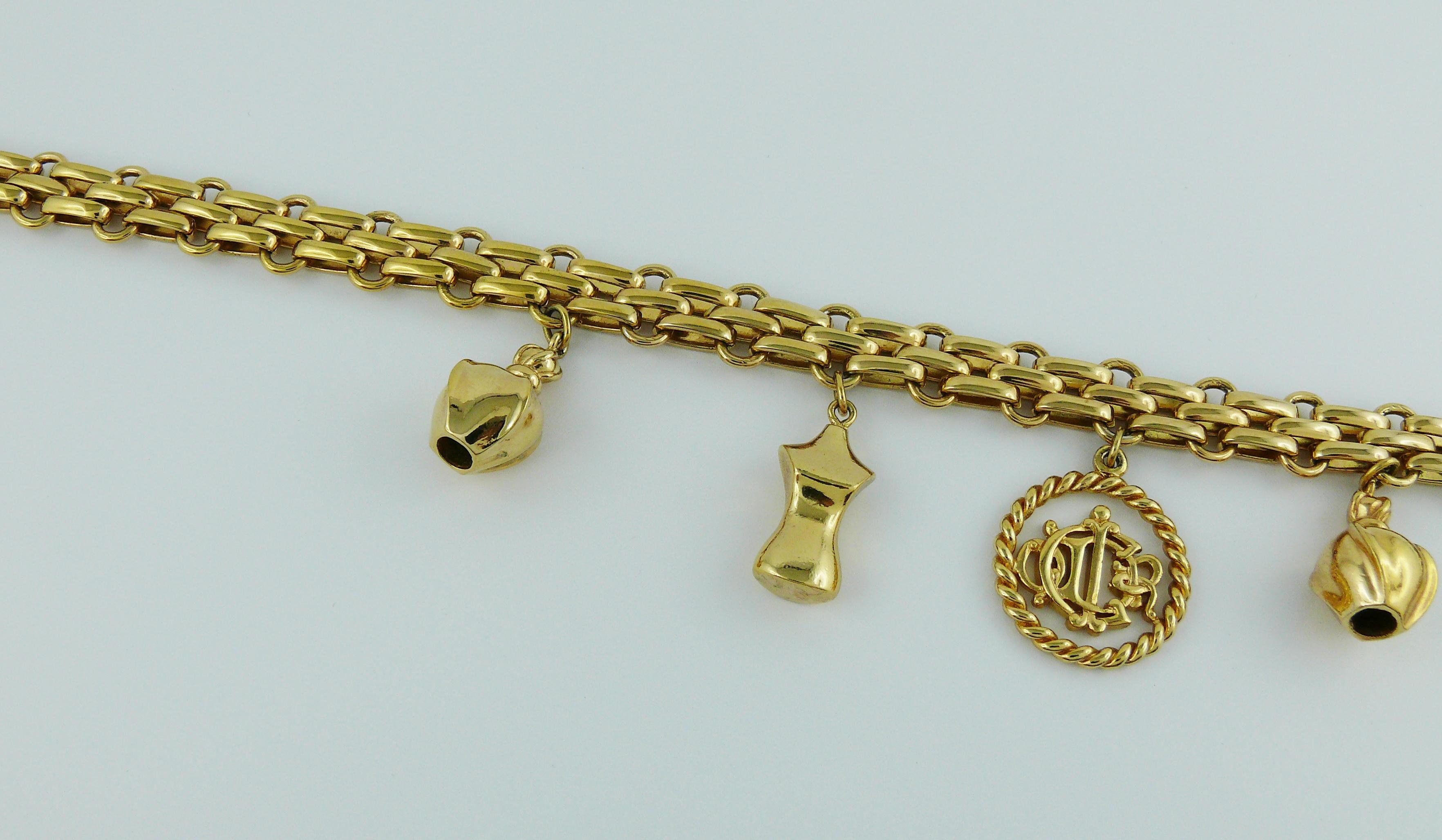 Christian Dior Vintage Gold getönte Charms-Halskette Damen