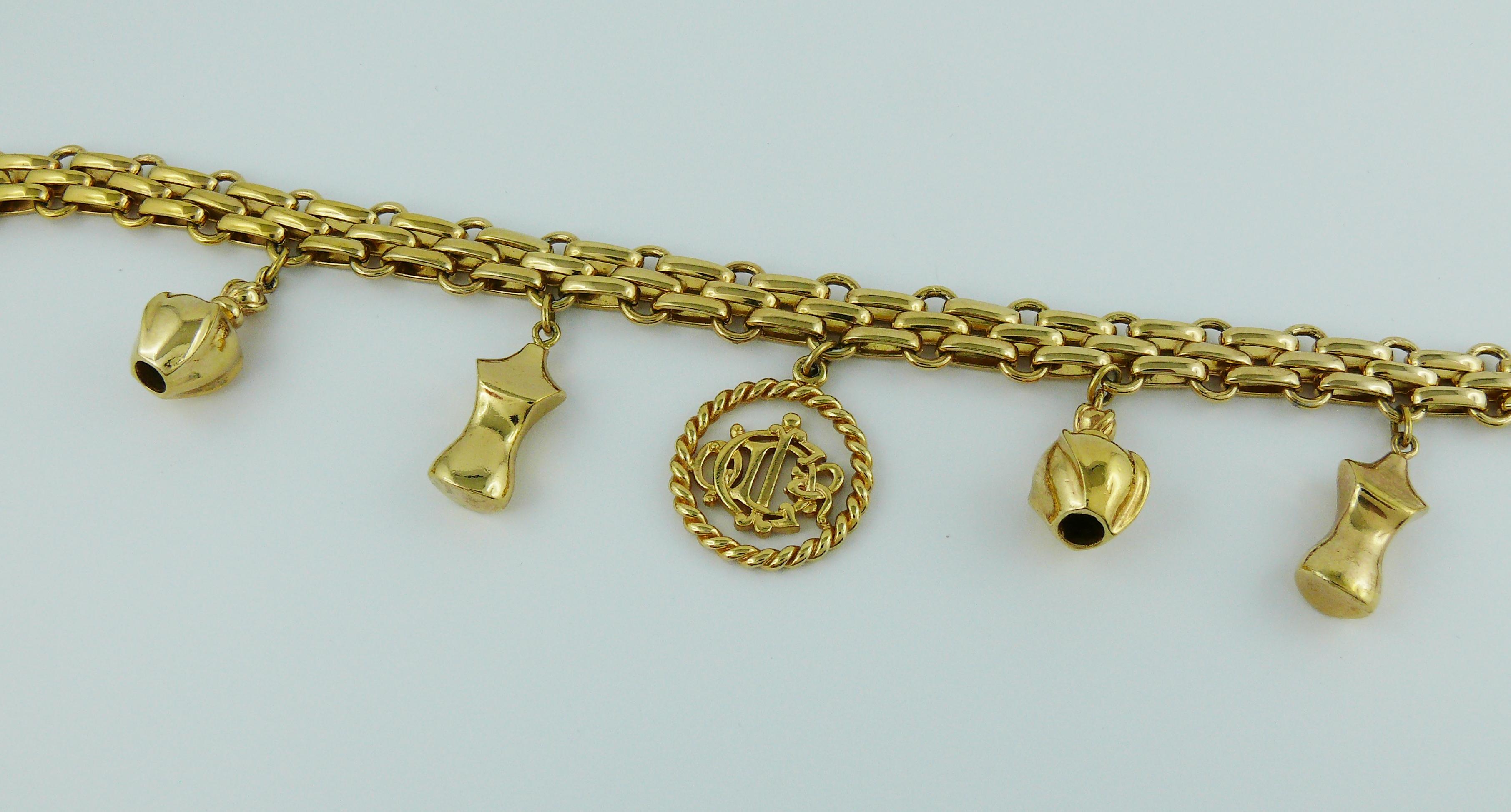 Christian Dior Vintage Gold getönte Charms-Halskette 1