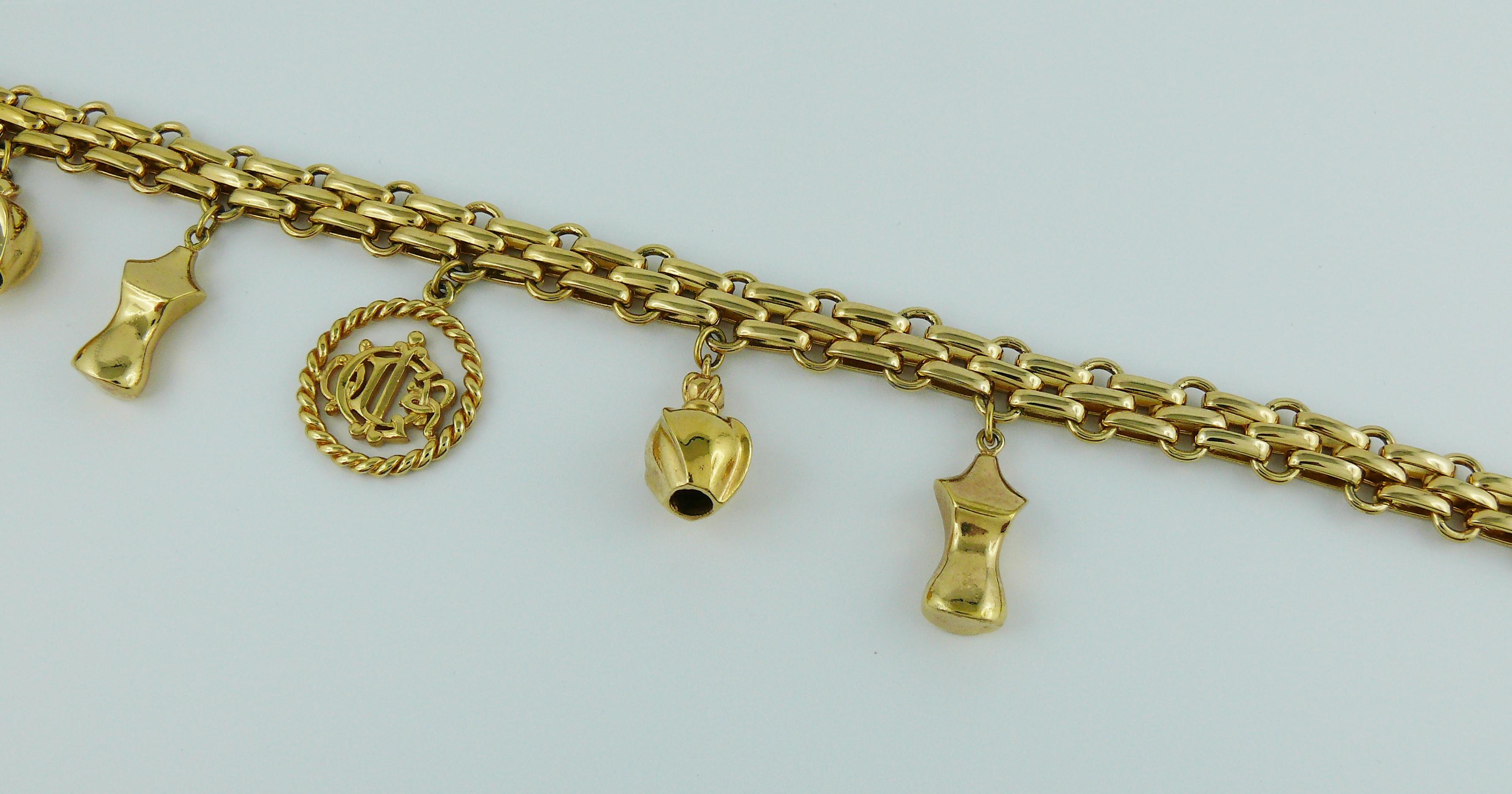 Women's Christian Dior Vintage Gold Toned Charms Necklace