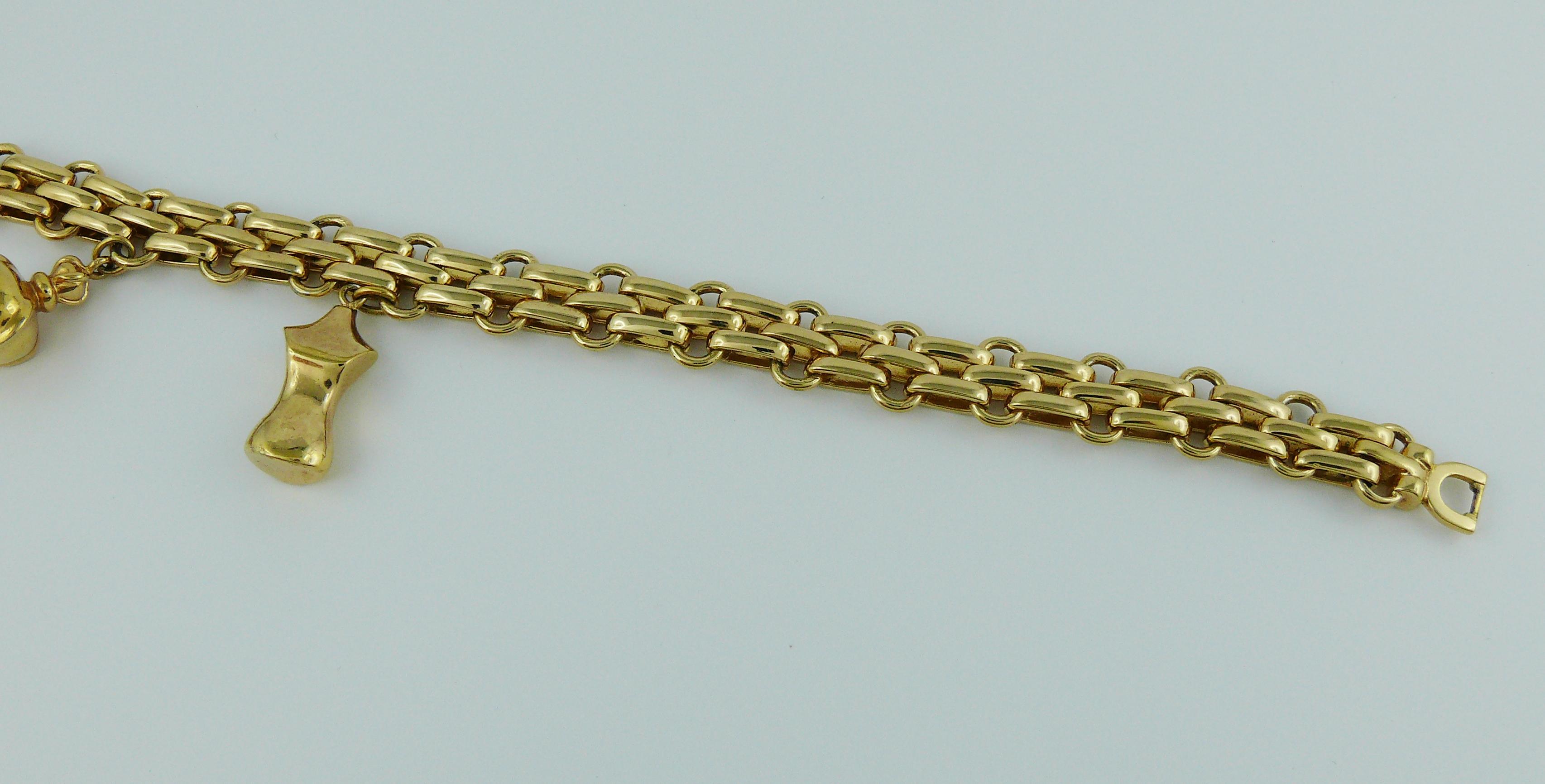 Christian Dior Vintage Gold getönte Charms-Halskette 4