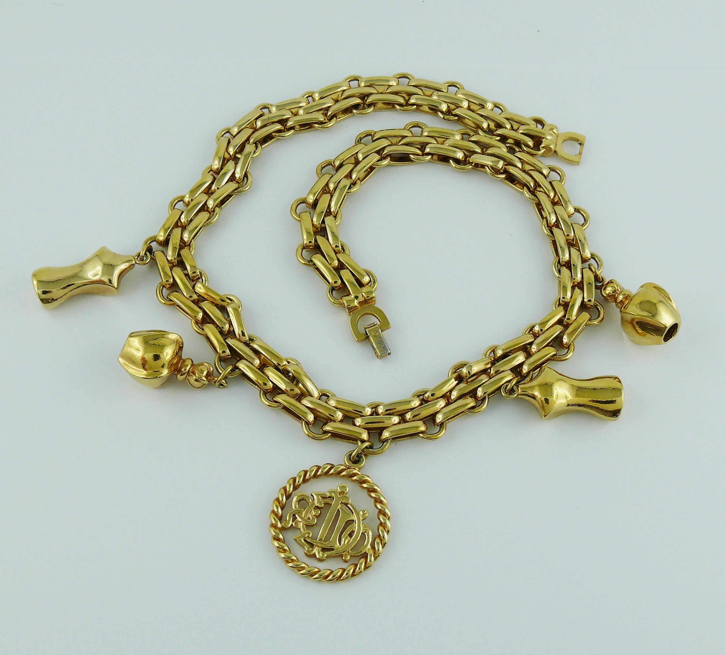 Christian Dior Vintage Gold getönte Charms-Halskette 5