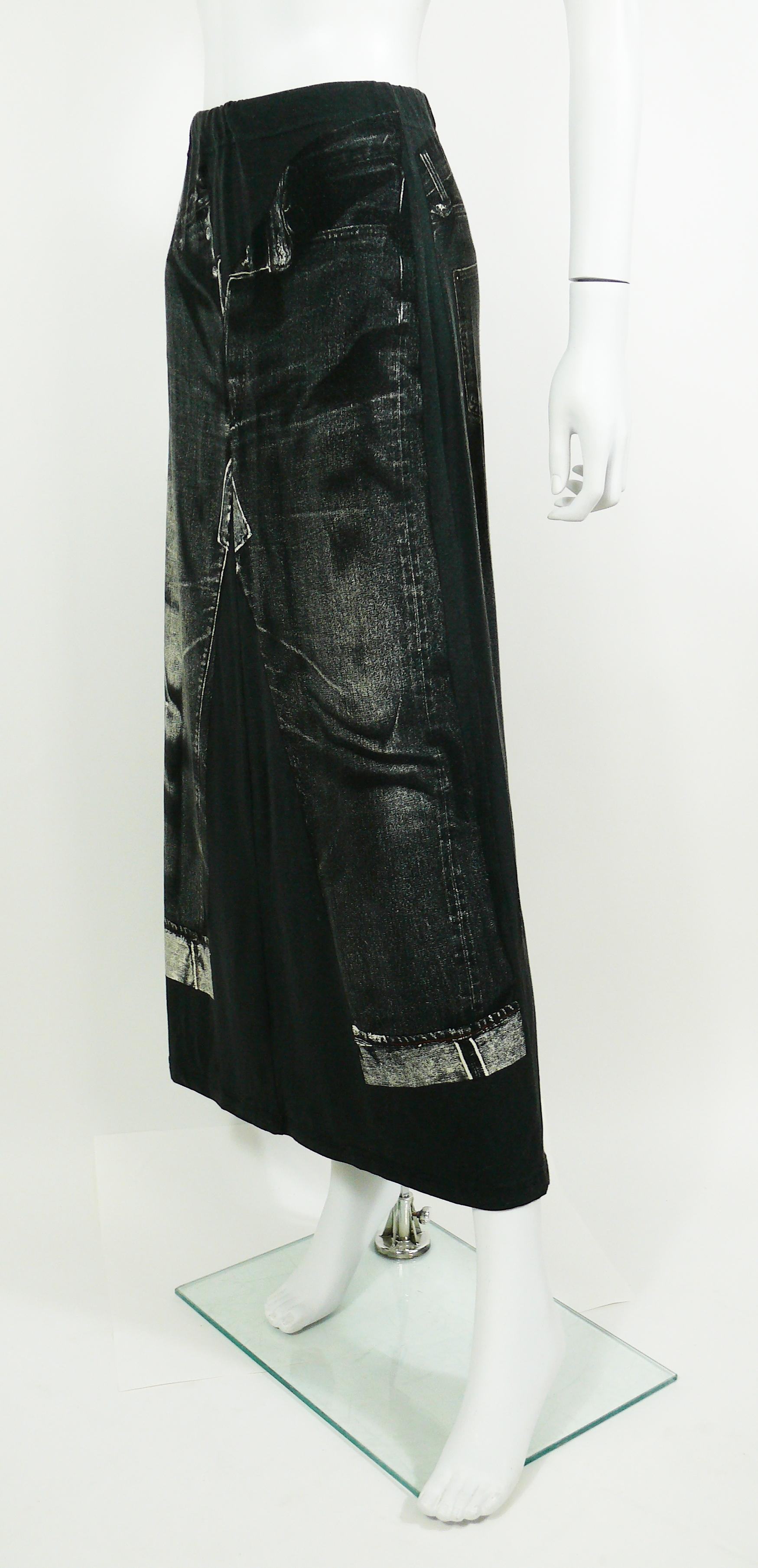 Black Jean Paul Gaultier Vintage Trompe L'oeil Maxi Skirt