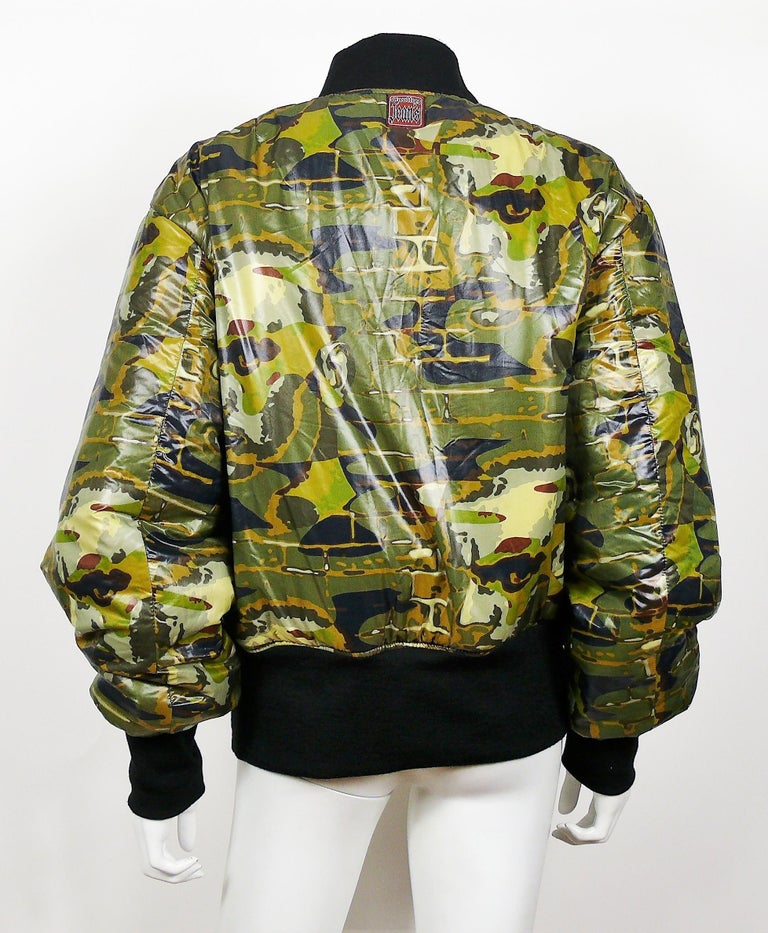 Jean Paul Gaultier Vintage Camouflage Faces Reversible Bomber Jacket at ...