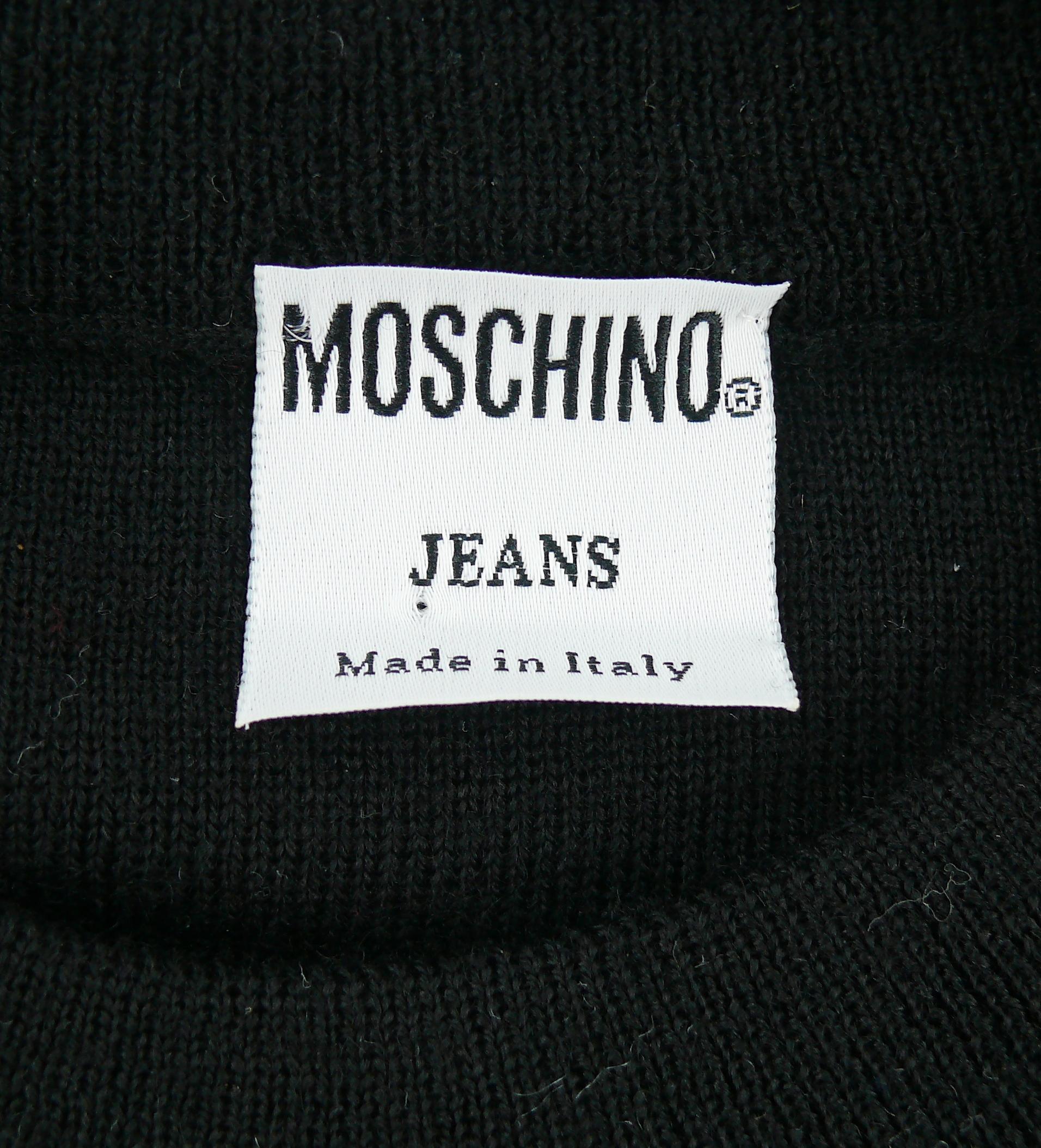 Moschino Vintage Black and White Computer Screen Wool Light Sweater Size M For Sale 1