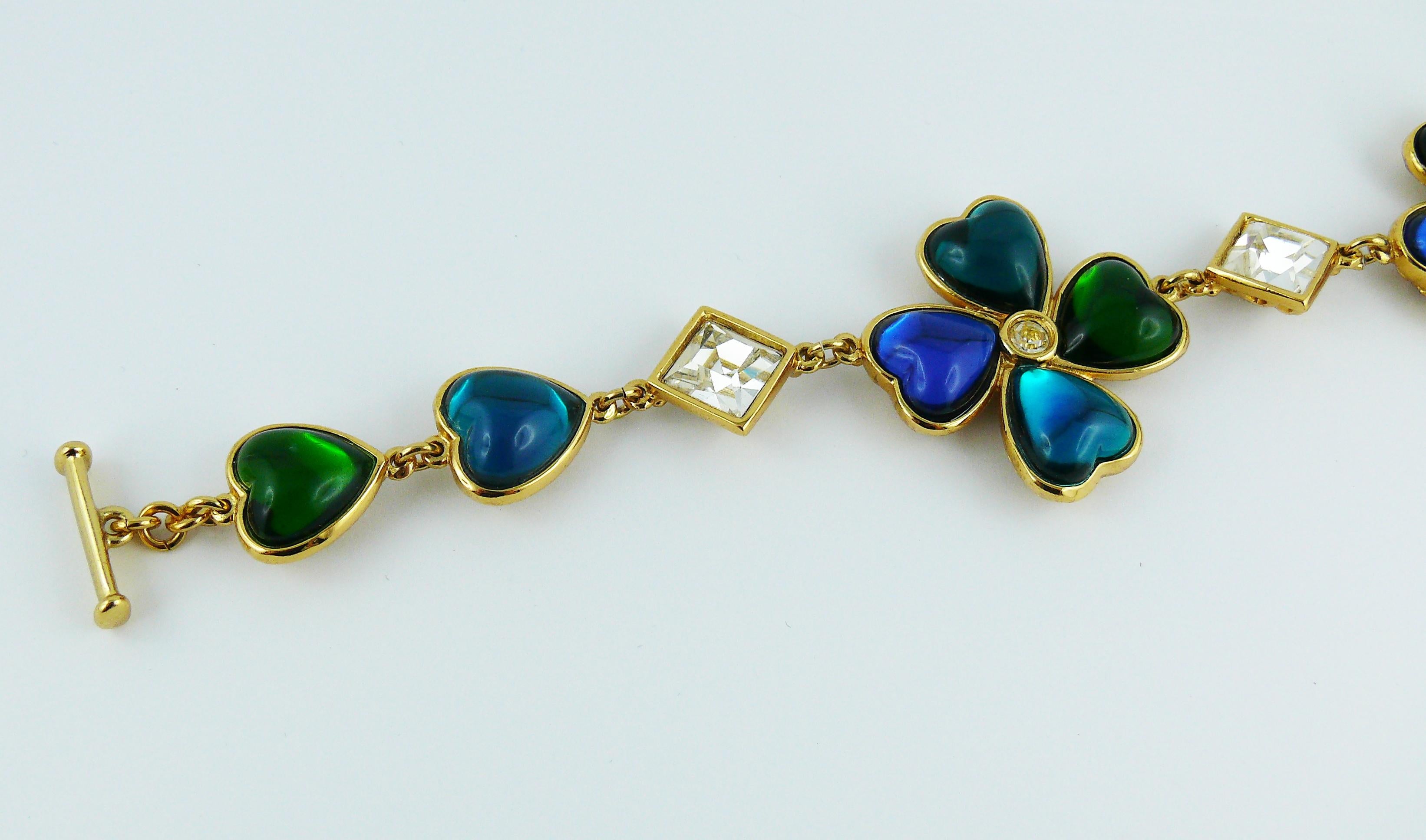 Yves Saint Laurent YSL Vintage Jewelled Clover Necklace 1