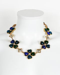 Yves Saint Laurent YSL Collier trèfle vintage orné de bijoux
