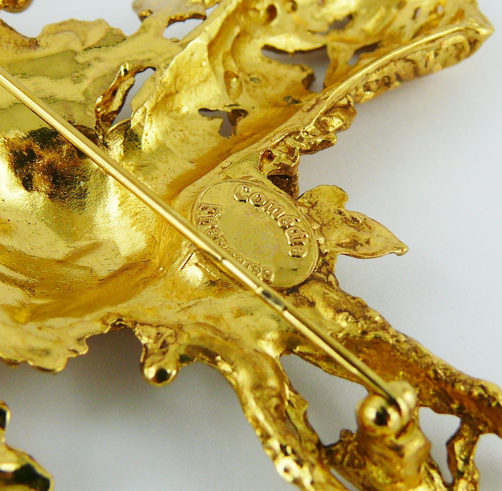 Christian Lacroix Vintage Gold Toned Comedie Francaise Brooch 2