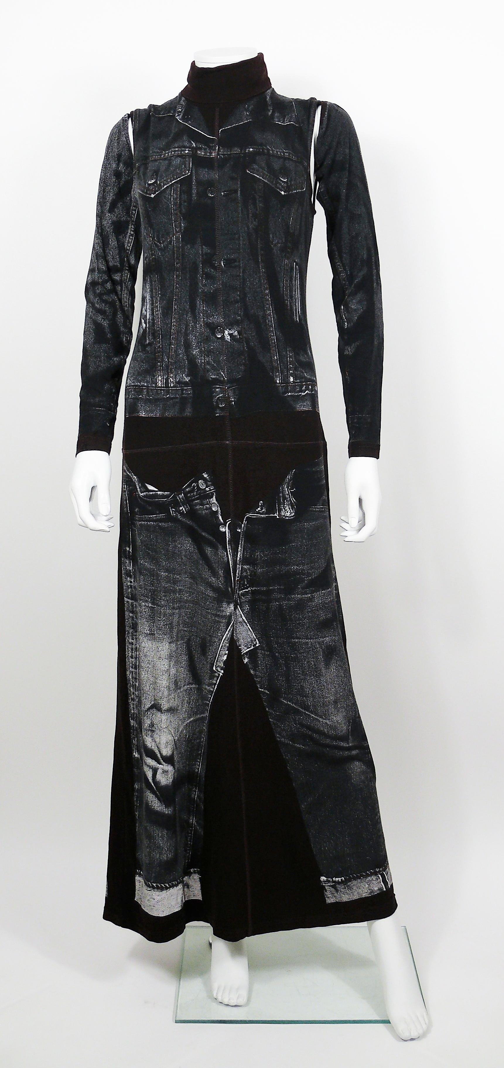 Jean Paul Gaultier Trompe L'oeil Maxi Dress with Detachable Sleeves (Schwarz)