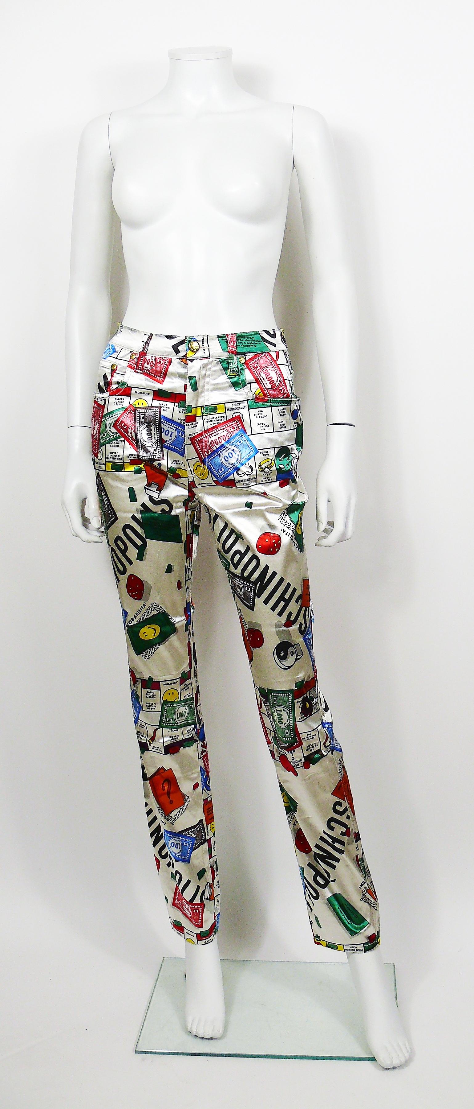 Pantalon Moschino vintage iconique imprimé monopoly des années 90 Bon état à Nice, FR