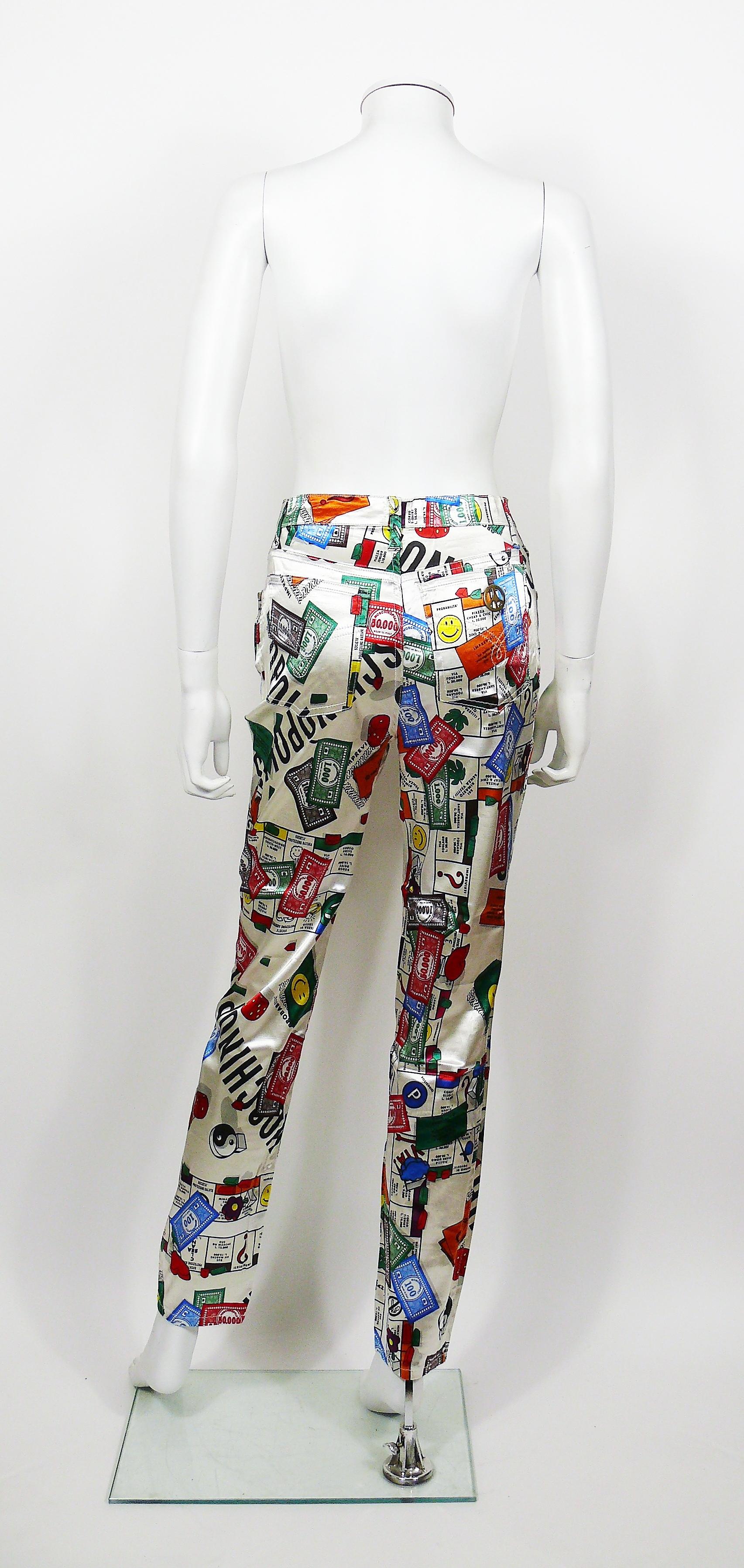 Pantalon Moschino vintage iconique imprimé monopoly des années 90 3