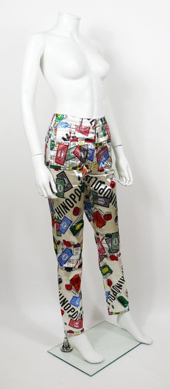 Moschino Vintage Iconic 90s Monopoly Print Moschinopolis Trousers