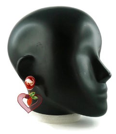 Christian Lacroix Vintage Jewelled Resin Heart Dangling Earrings