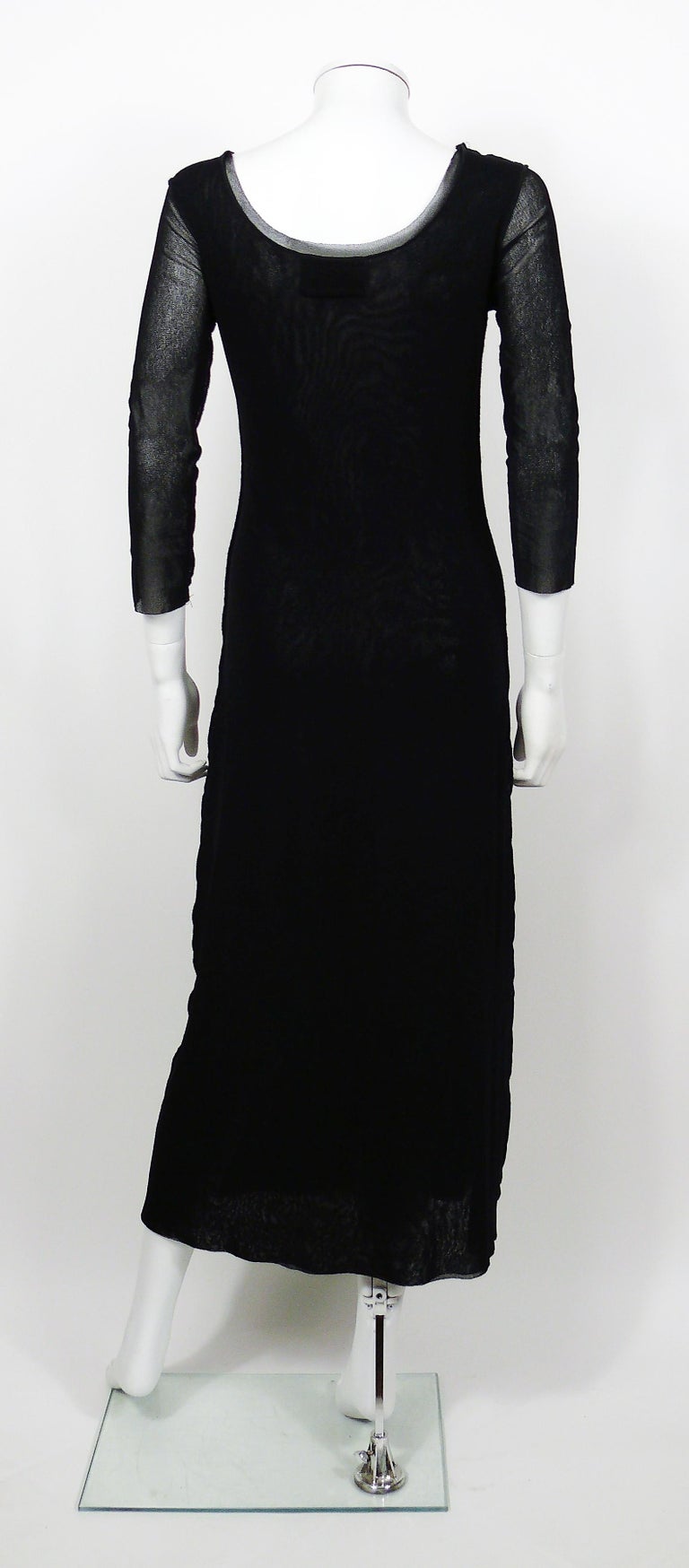 Women's Jean Paul Gaultier Vintage Mesh Dress with Eye and Mouth Appliques Size L For Sale