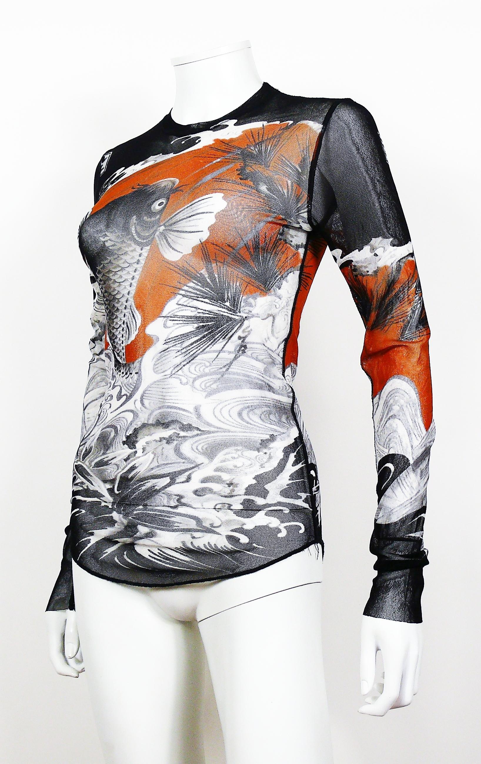 Women's or Men's Jean Paul Gaultier Vintage Koi Tattoo Mesh Top