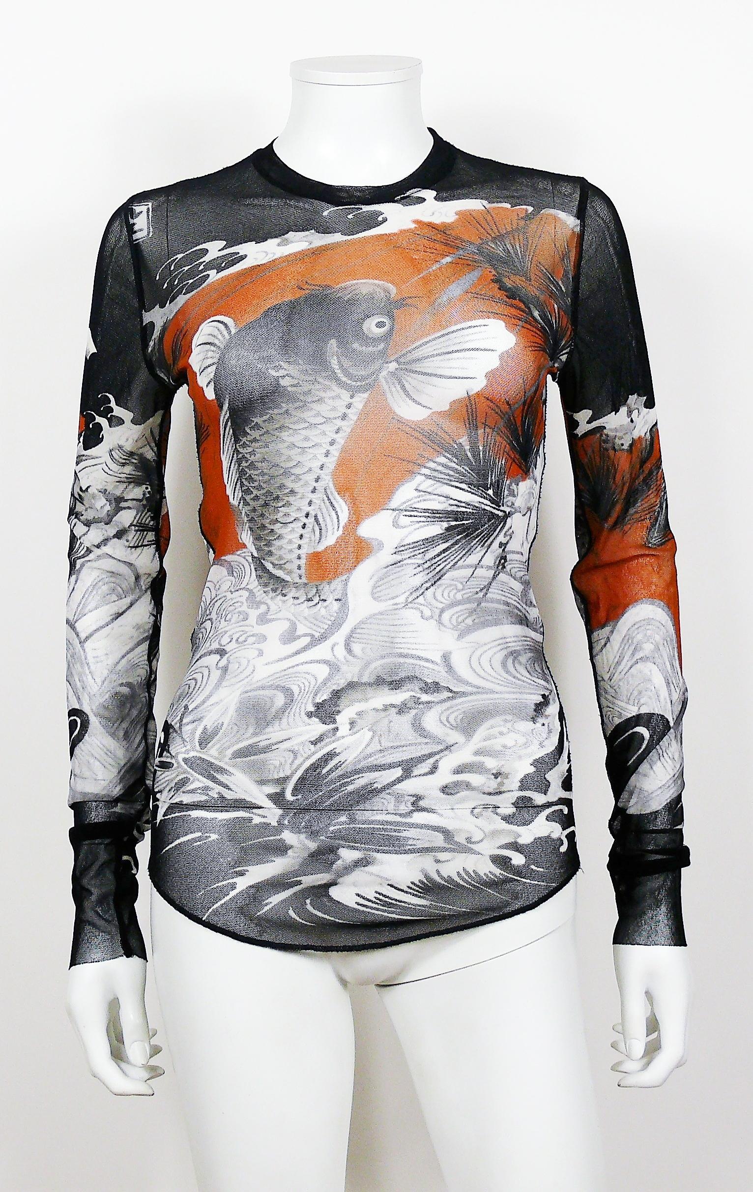 Jean Paul Gaultier Vintage Koi Tattoo Mesh Top In Excellent Condition In Nice, FR