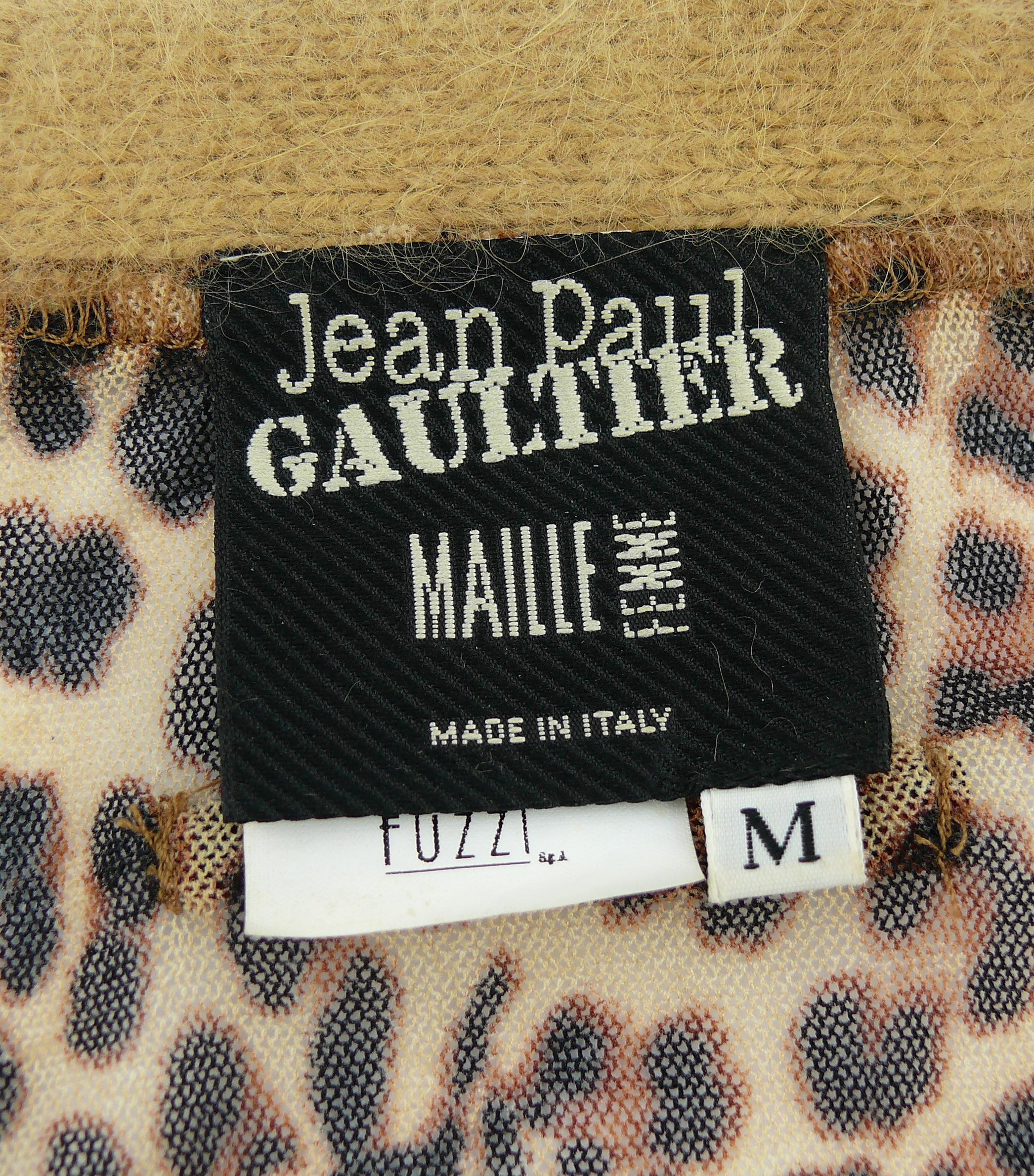 Jean Paul Gaultier Cheetah Print Cardigan with Angora Trim Size M 2