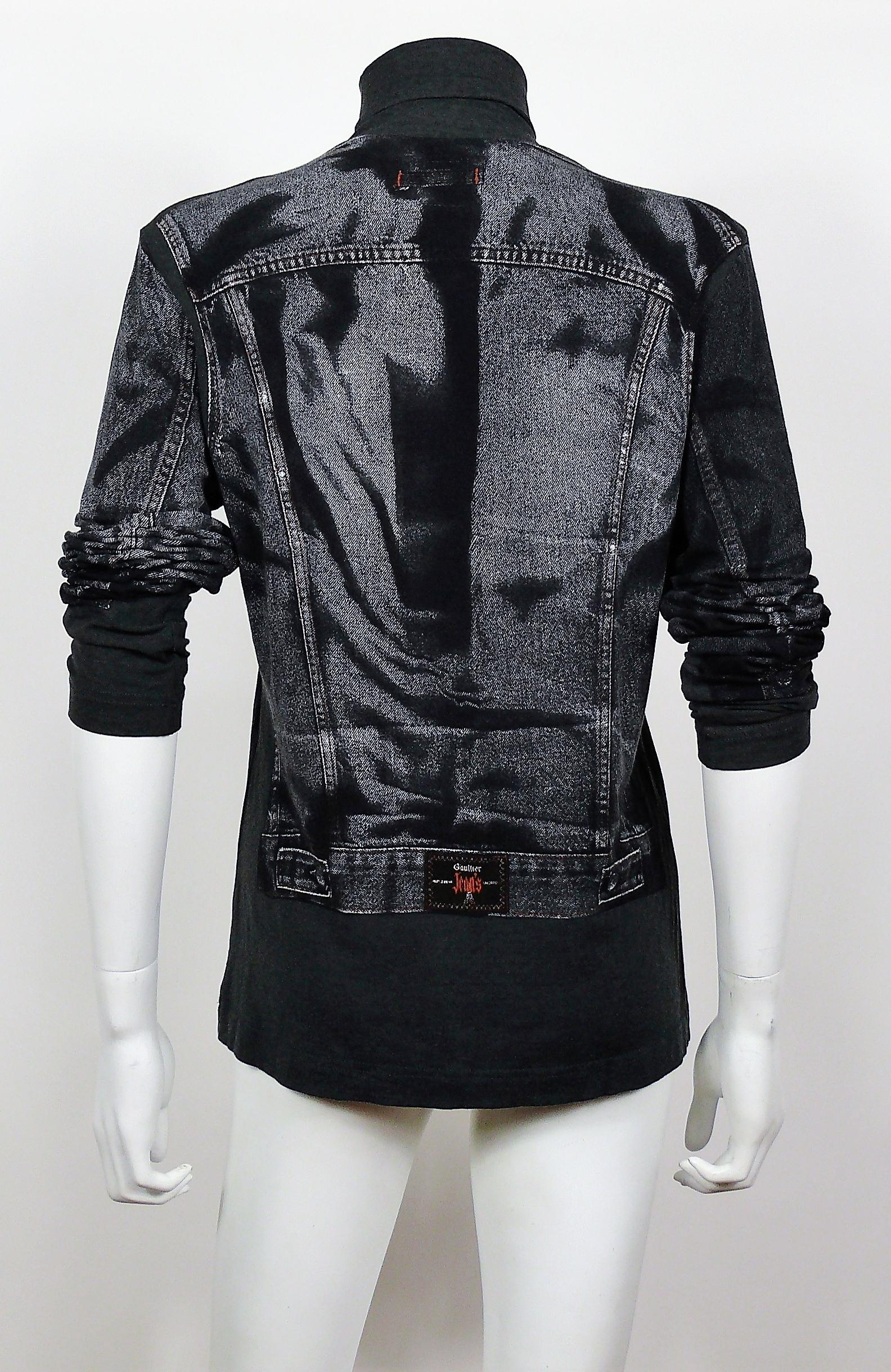 Black Jean Paul Gaultier Vintage Trompe L'oeil Top Size XL