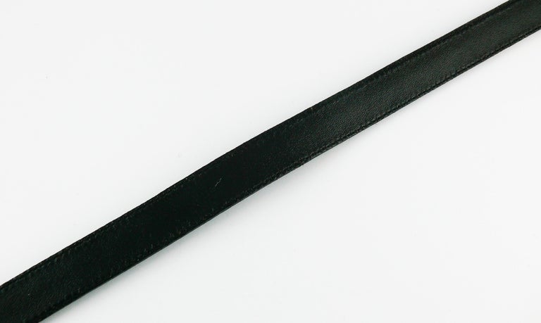 Chanel Vintage Black Leather Chain Buckle Skinny Belt at 1stDibs ...