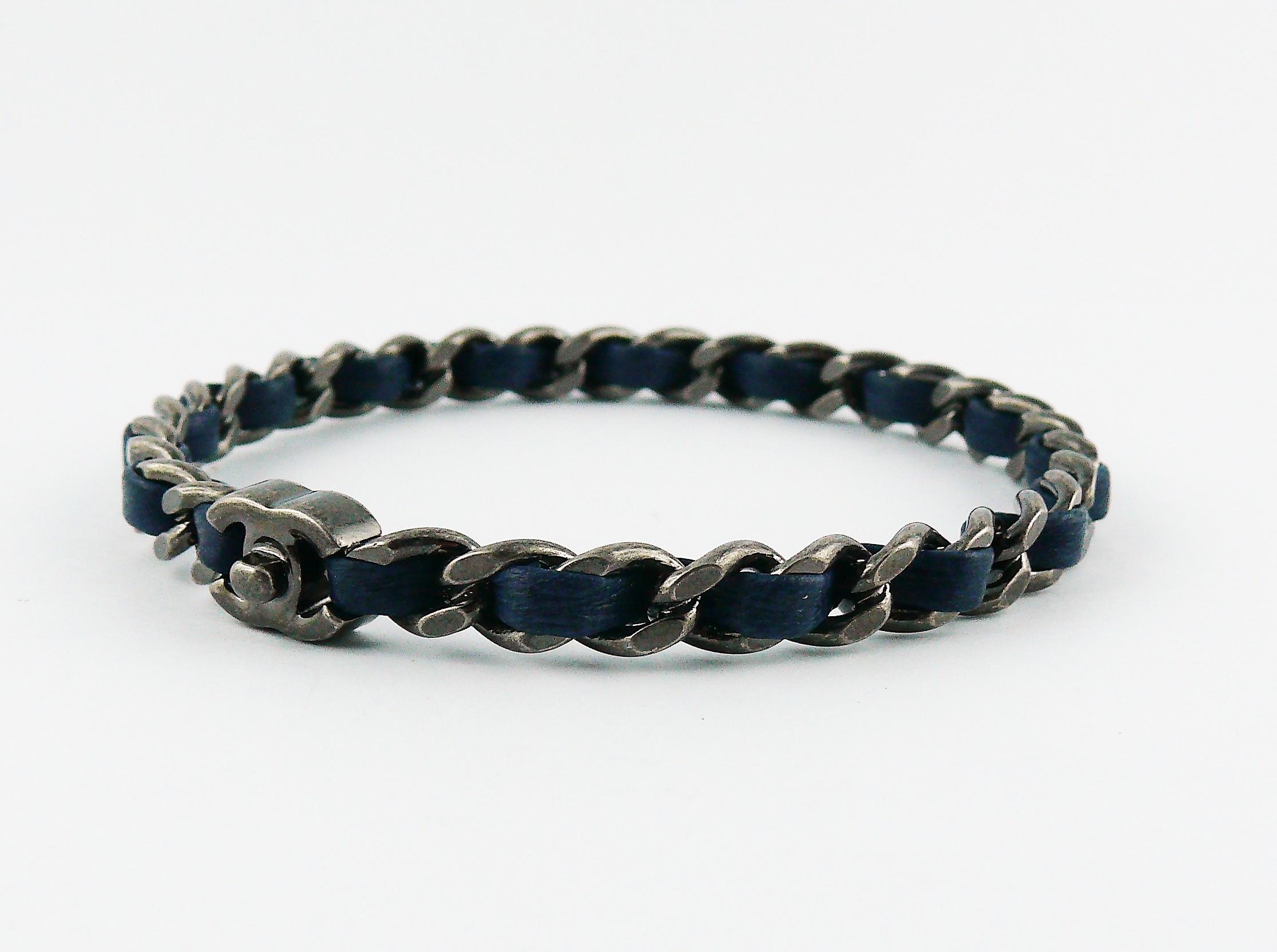 Women's Chanel Turnlock Leather Chain Bangle Bracelet