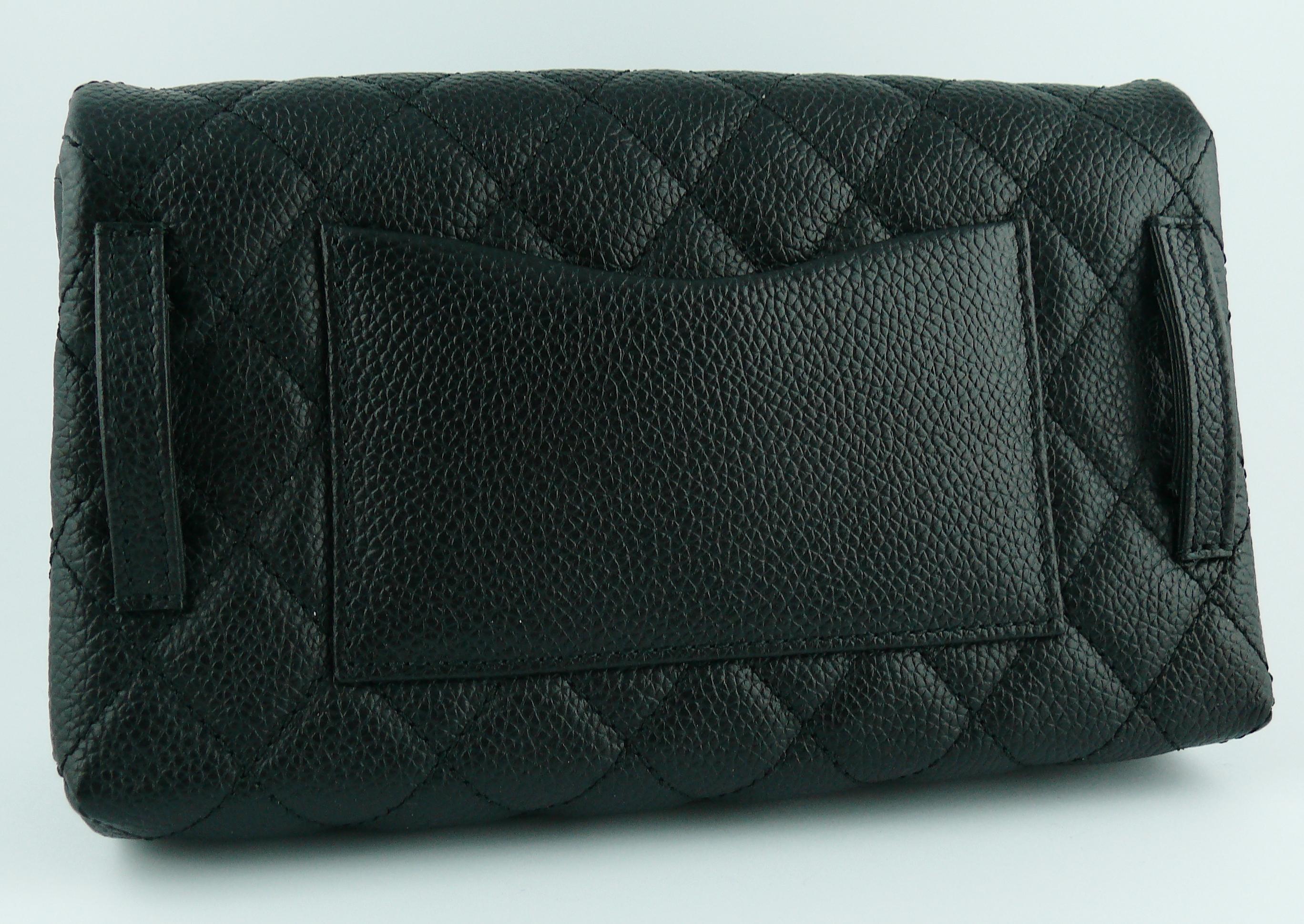 Women's Chanel Uniform Black Quilted Grained Leather Waist-Belt Bag