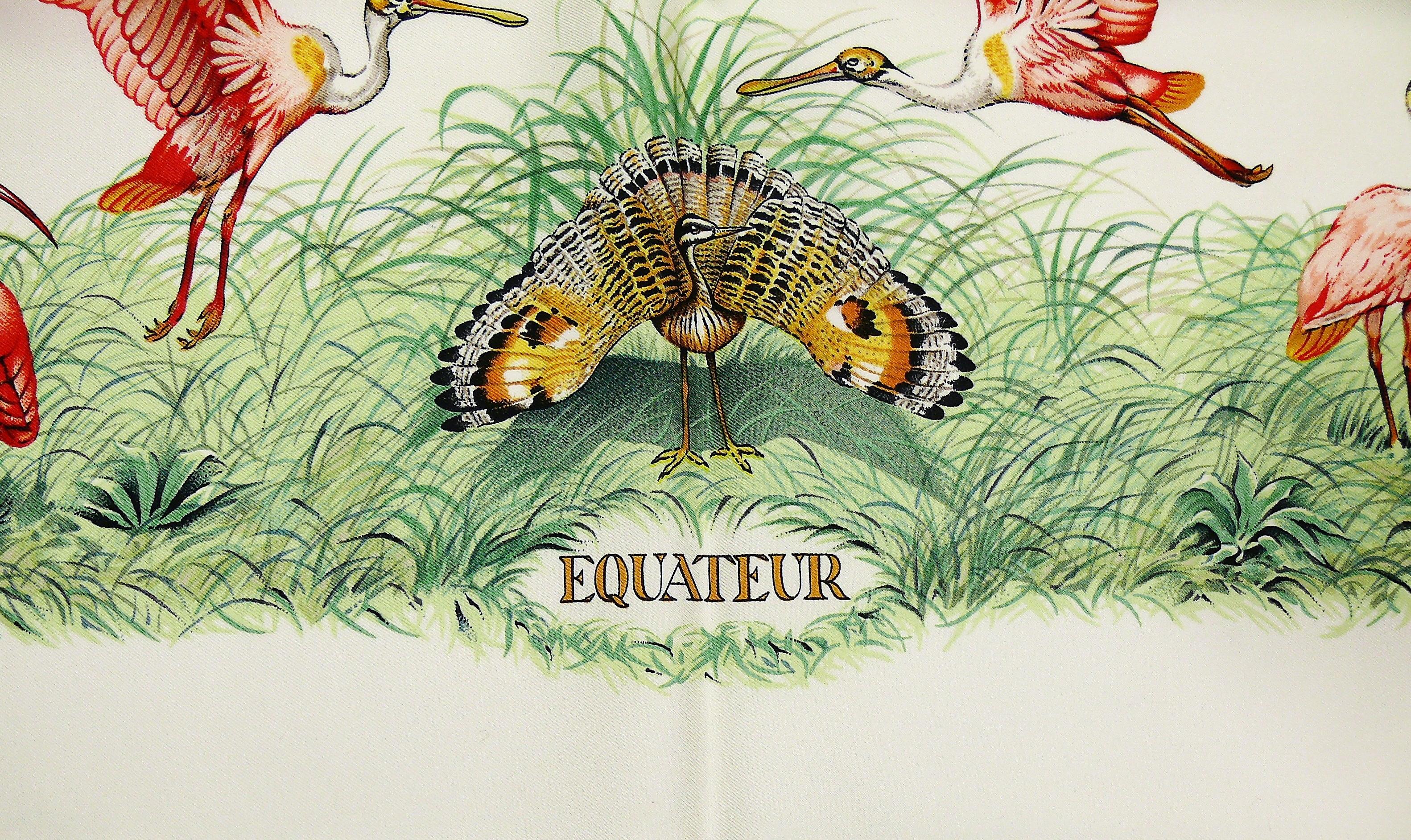 Women's Hermes Vintage Silk Carre Scarf Equateur by Robert Dallet