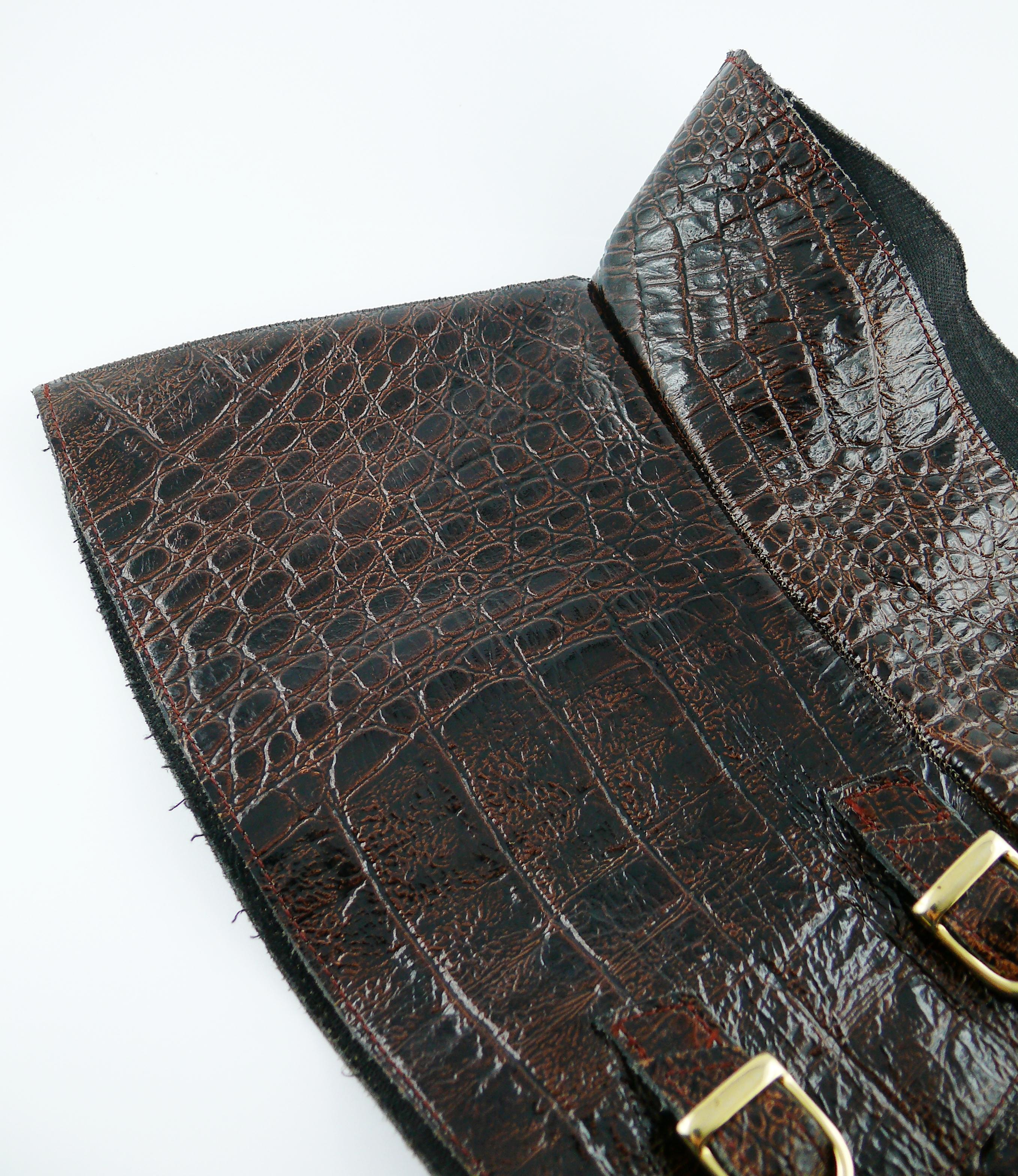 Thierry Mugler Vintage Brown Croc Embossed Corset Belt In Good Condition In Nice, FR