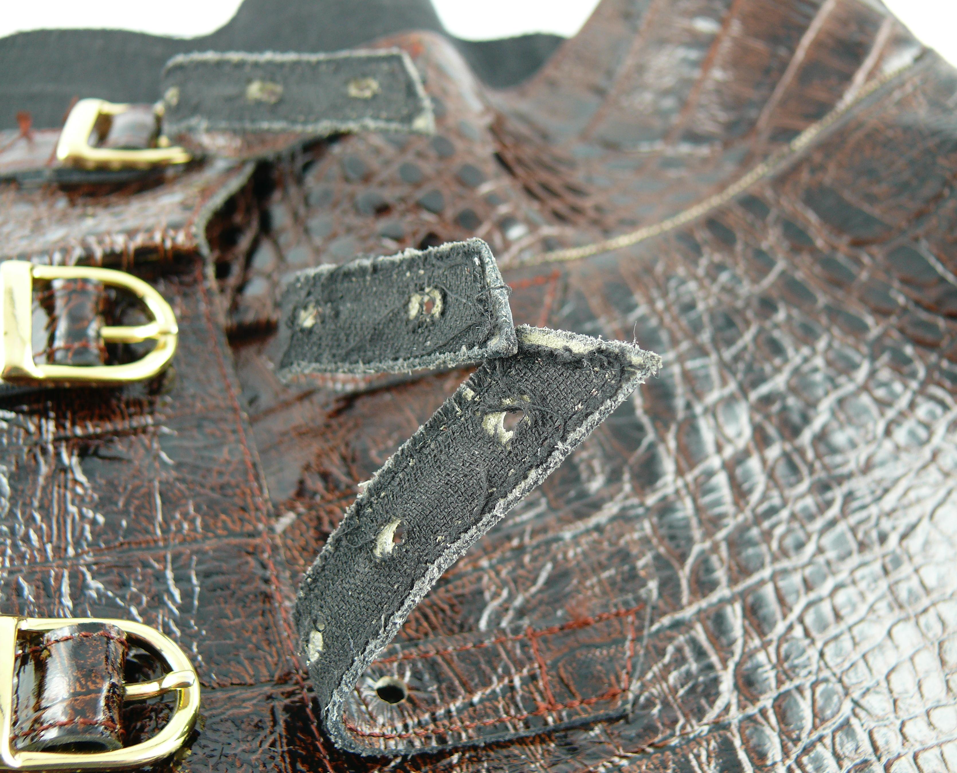 Thierry Mugler Vintage Brown Croc Embossed Corset Belt 5