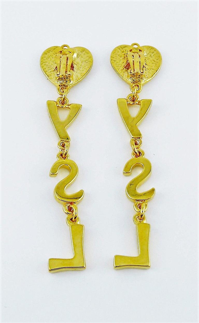 Yves Saint Laurent YSL Vintage Initials Dangling Earrings 3
