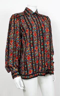 Yves Saint Laurent YSL Vintage Jewel Print Blouse